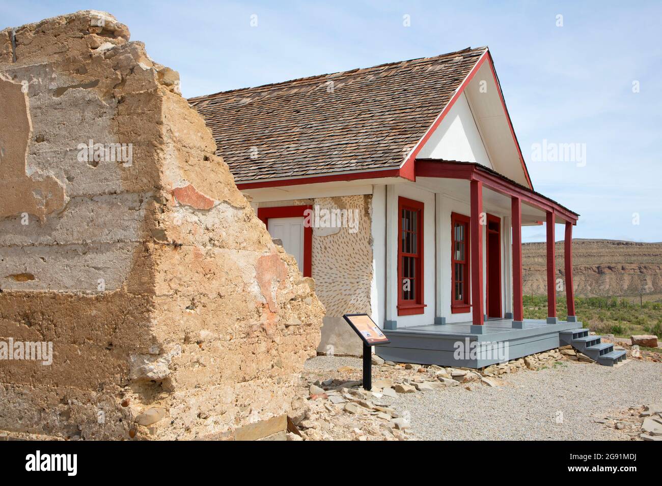 Centre d'accueil de Post Traders House, site historique national de fort Fred Steele, Wyoming Banque D'Images