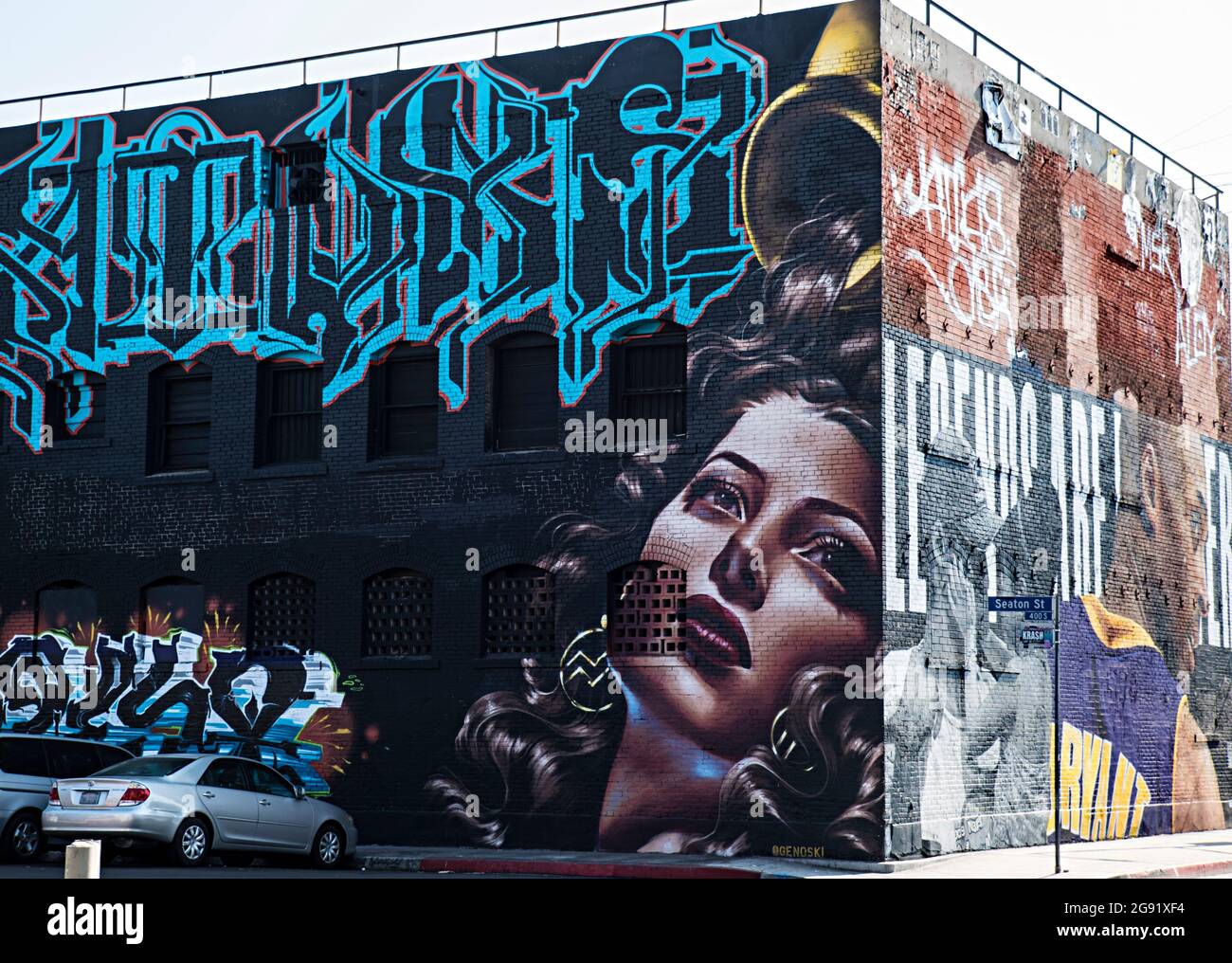 Peintures murales et art de rue du quartier des arts de Los Angeles en Californie Banque D'Images