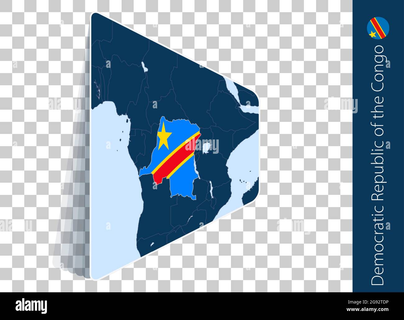 Carte et drapeau de la RD Congo sur fond transparent. Mise en ...