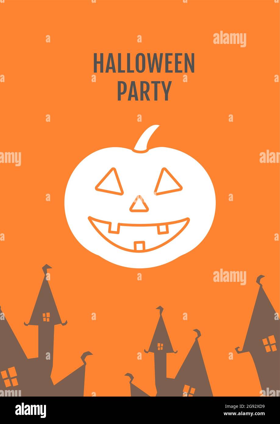 Fête d'Halloween avec citrouilles carte de voeux avec élément d'icône de glyphe Illustration de Vecteur