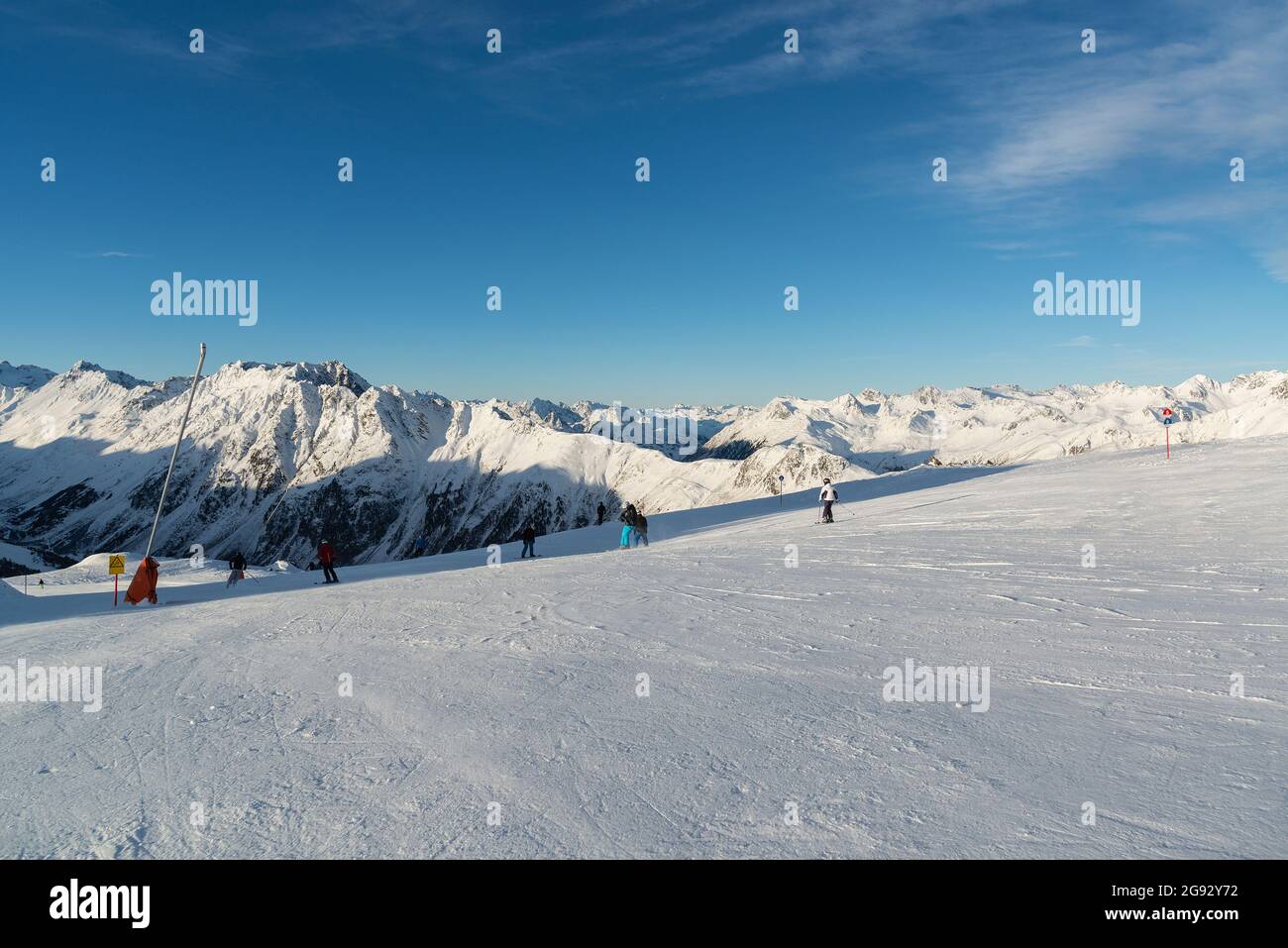 Panorama de la station de ski autrichienne d'Ischgl. Banque D'Images