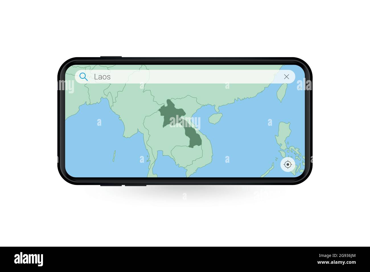 Recherche sur la carte du Laos dans l'application de cartographie du