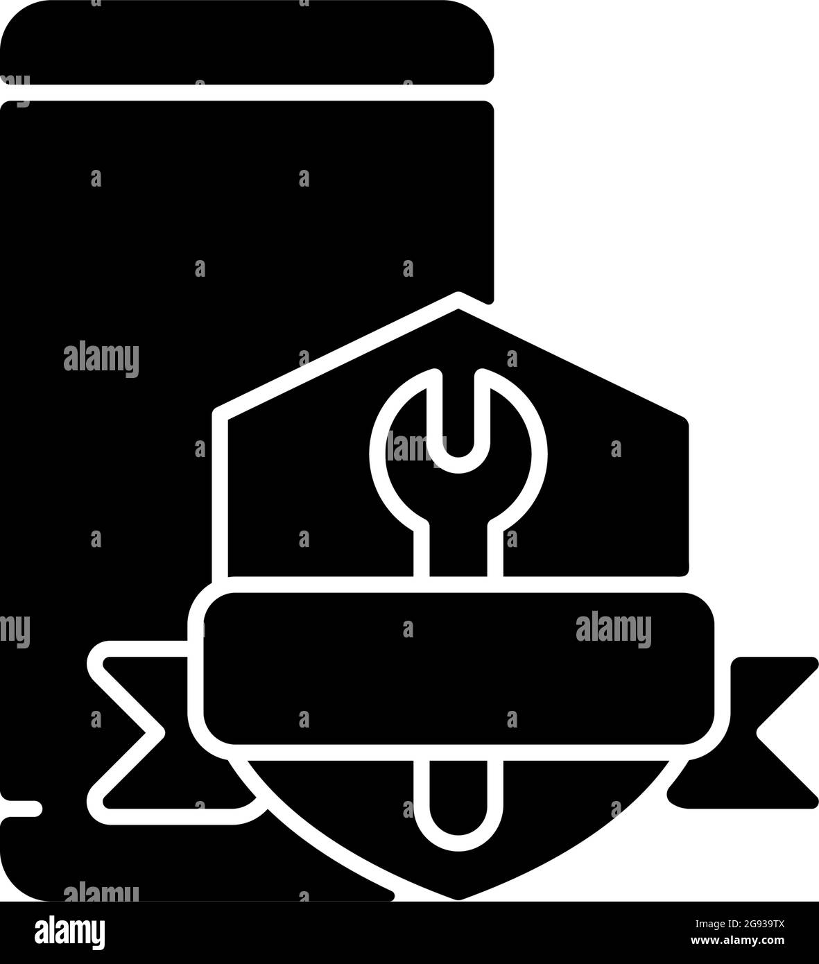 Icône de glyphe noir de la garantie de réparation du téléphone Illustration de Vecteur