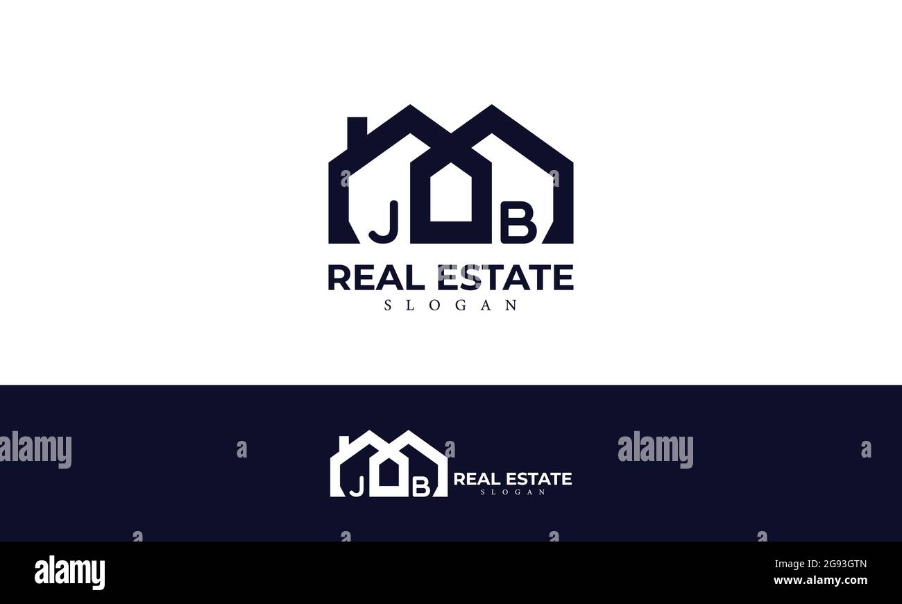 Alphabet JB ou J et B Real Estate Monogram Vector logo Design, lettre JB House Icon Template Illustration de Vecteur