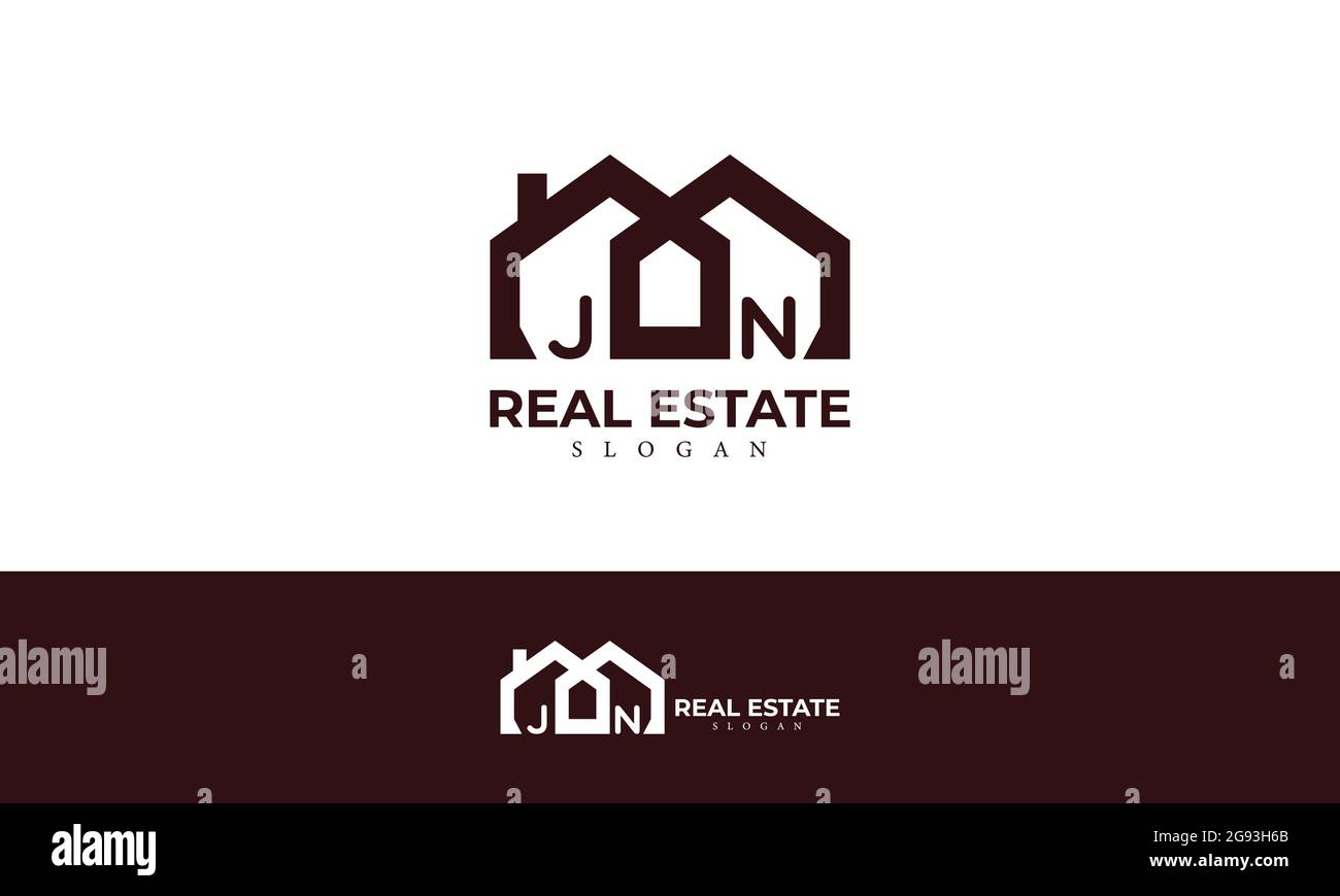 Alphabet JN ou J et N Real Estate Monogram Vector logo Design, lettre JN House Icon Template Illustration de Vecteur
