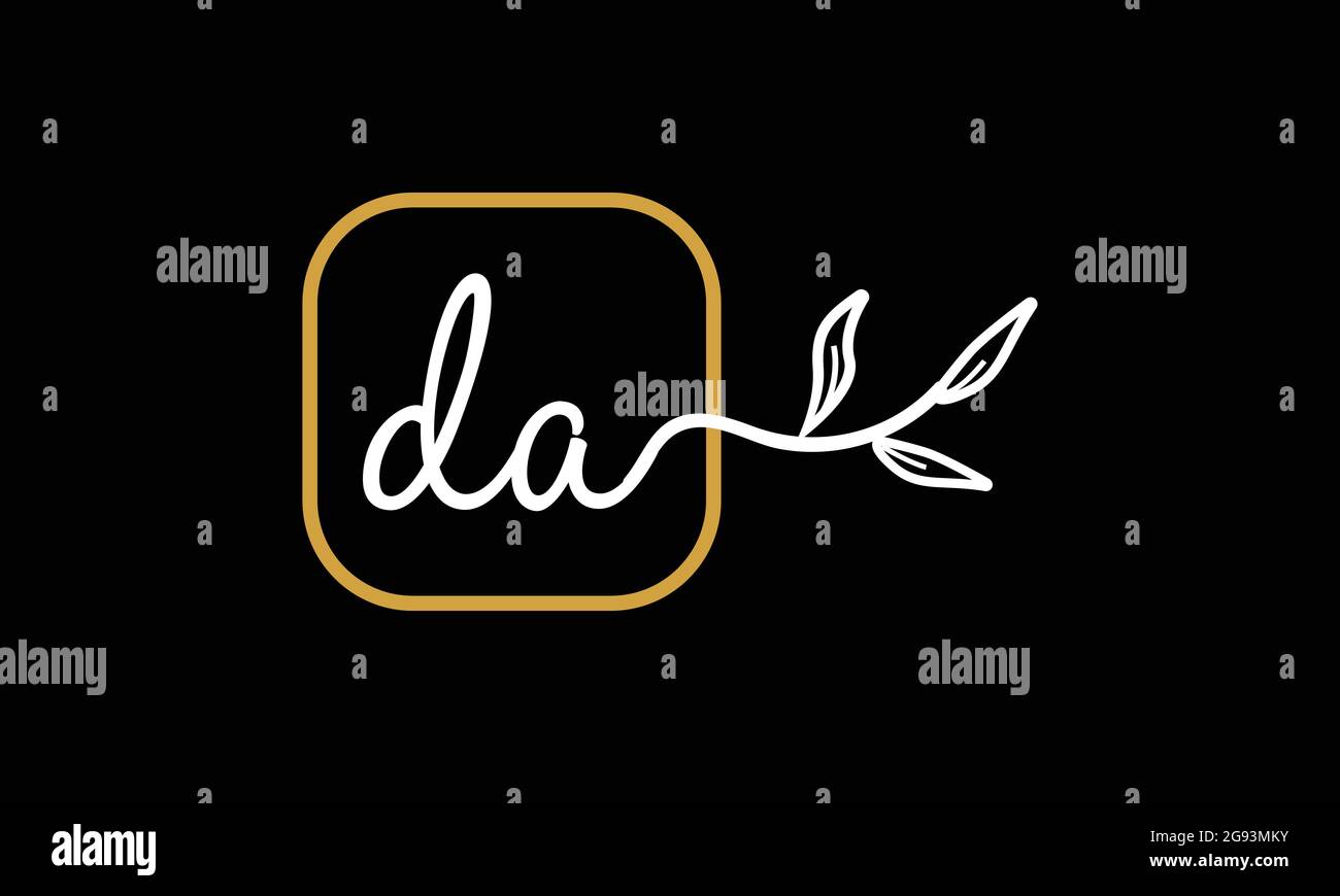 Lettres initiales DA et AD écriture florale boho botanique monogramme logo vecteur icône design minimaliste Illustration de Vecteur