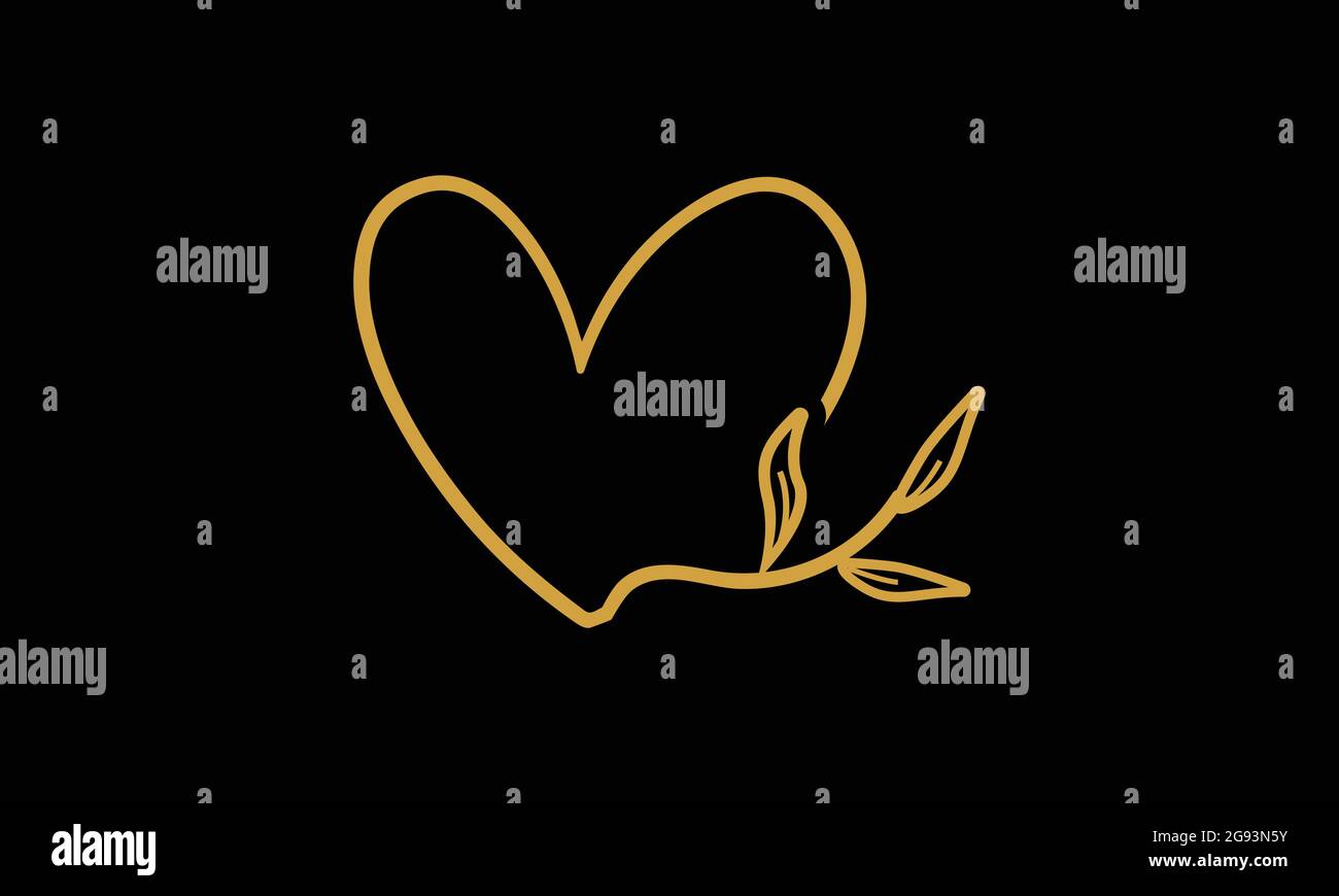 motif coeur fleuri de couleur dorée sur fond noir Illustration de Vecteur