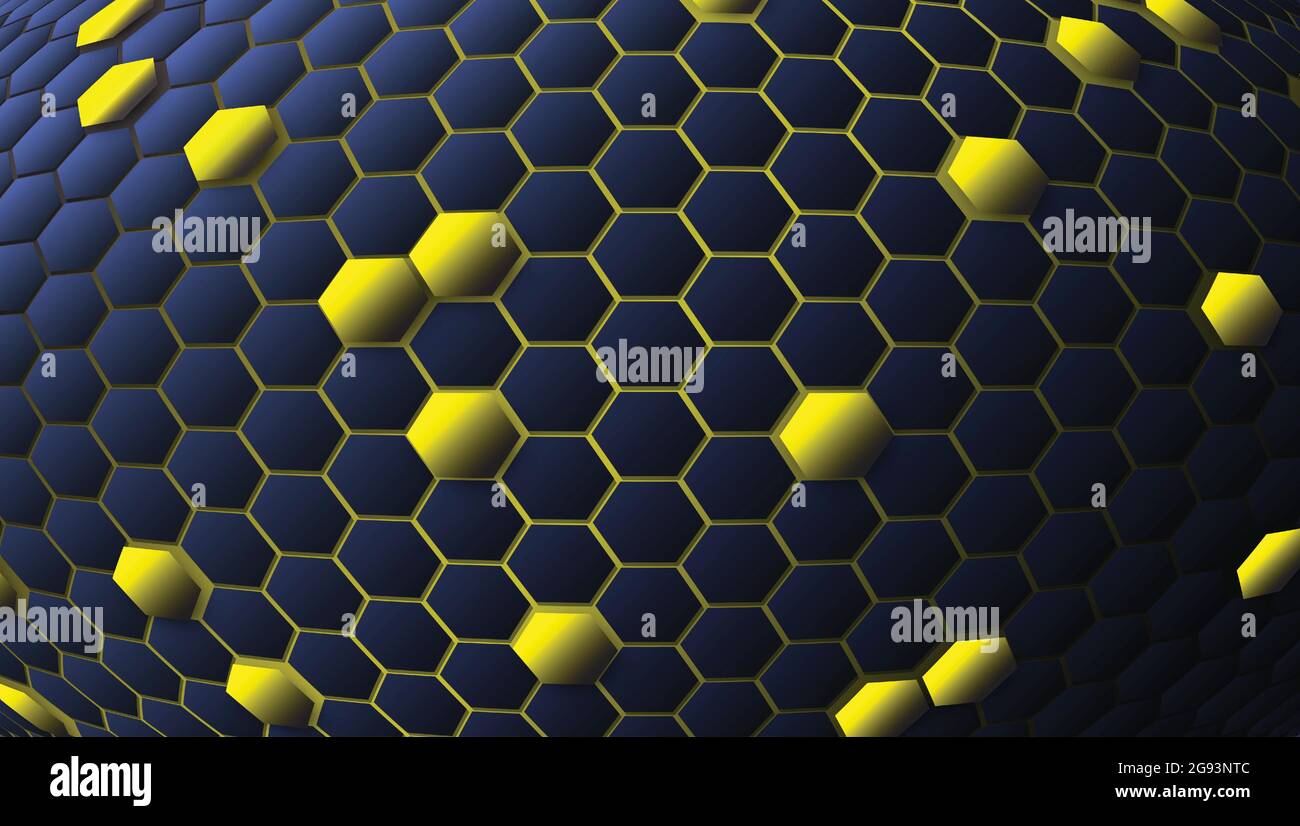 arrière-plan abstrait hexagonal jaune et bleu Illustration de Vecteur