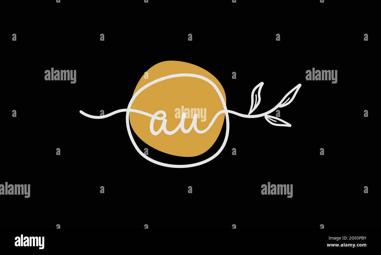 Lettre au ou UA logo botanique de style boho dans le design plat minimaliste Illustration de Vecteur