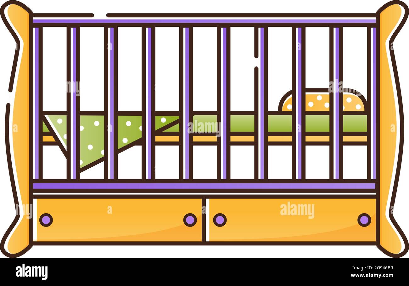 Lit De Bebe En Bois Pour Un Nouveau Ne Avec Un Oreiller Et Une Couverture Objet Vectoriel Isole Sur Fond Blanc Naissance D Un Bebe Garcon Ou Fille Image Vectorielle Stock Alamy