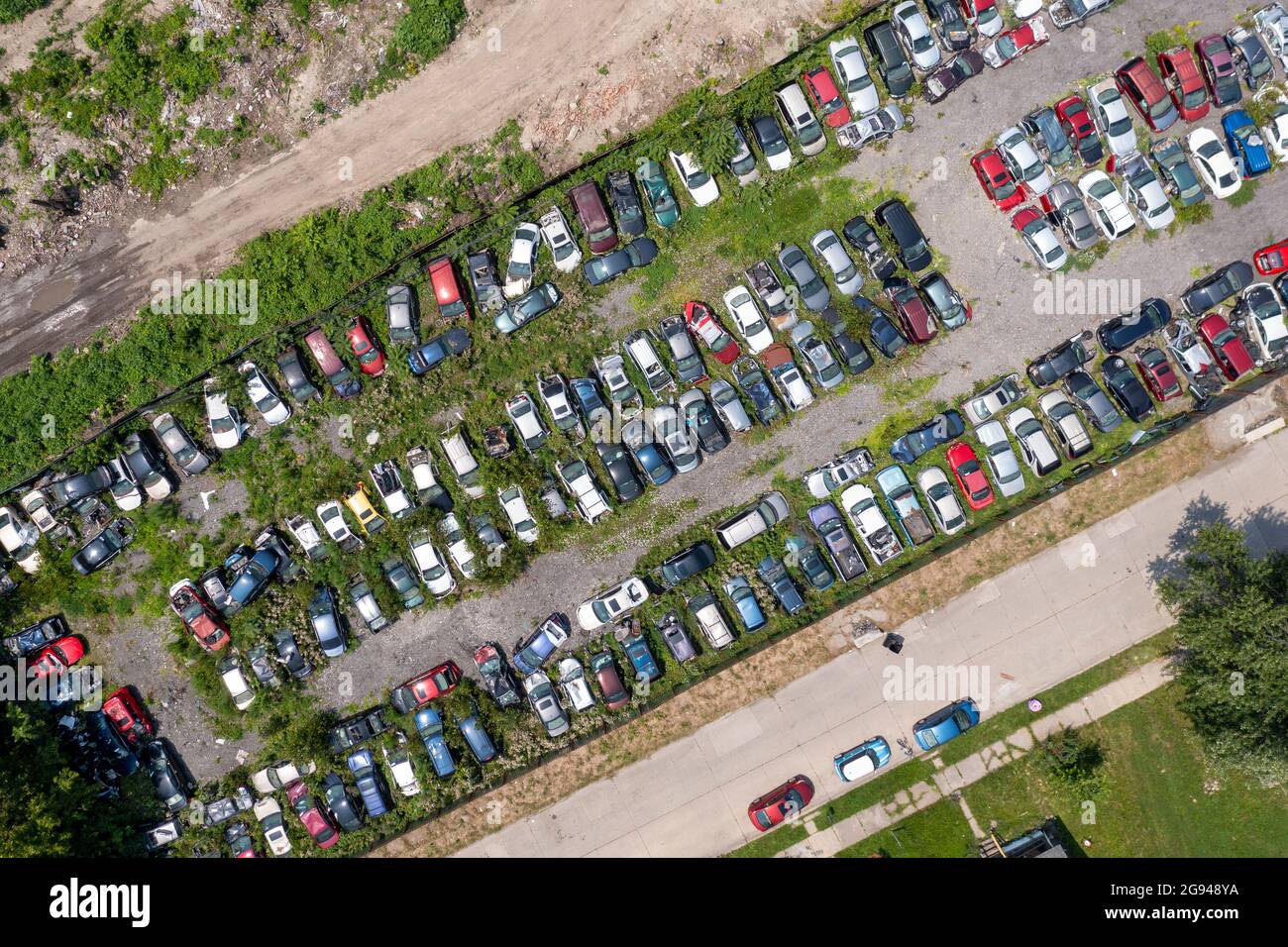 Detroit, Michigan - un chantier de jonque d'automobiles. Banque D'Images