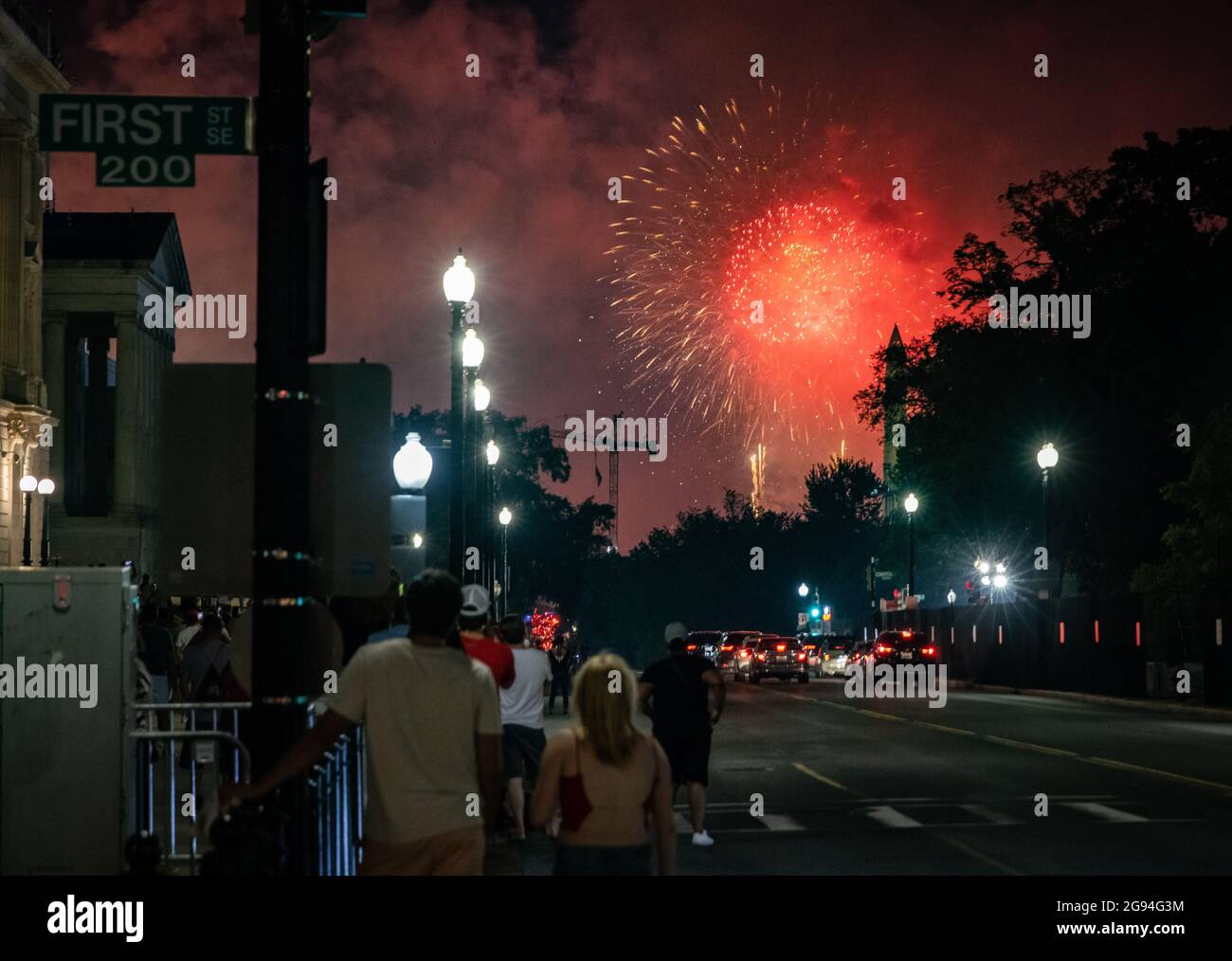 Feu d'artifice au-dessus du Capitole des États-Unis le 4 juillet 2021. Banque D'Images