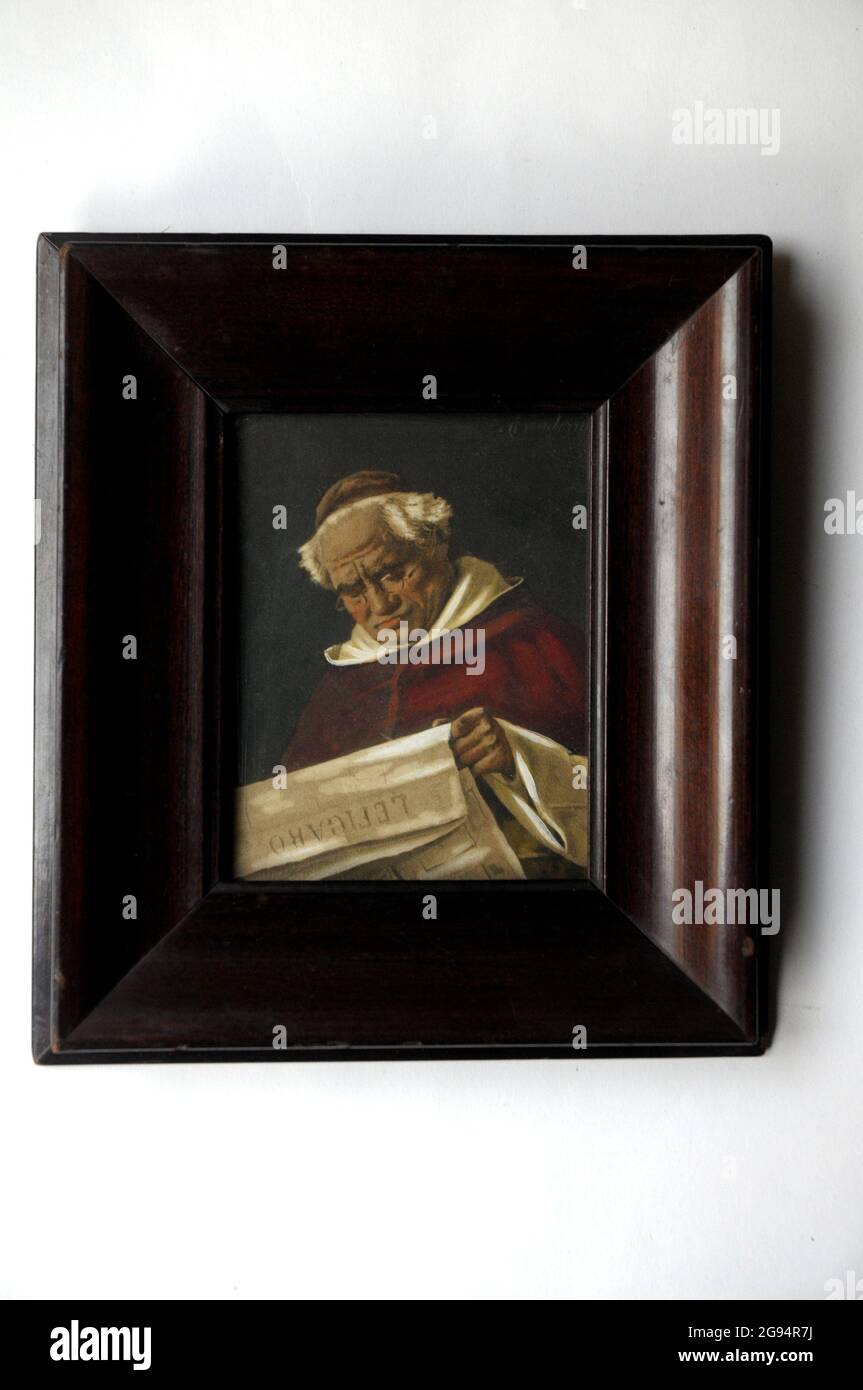 le figaro, peinture, cardenal, lecture, journal, dessin olg, Banque D'Images