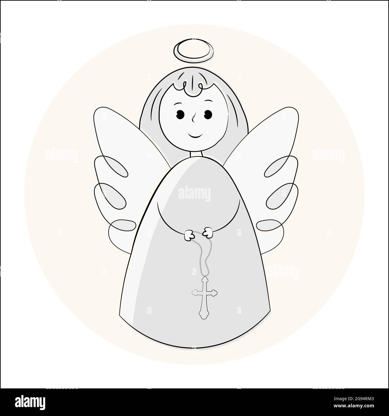 Anges vectoriels sur fond blanc. Dessiné à la main dans le style de l'ooyle. Objets isolés. Illustration de Vecteur