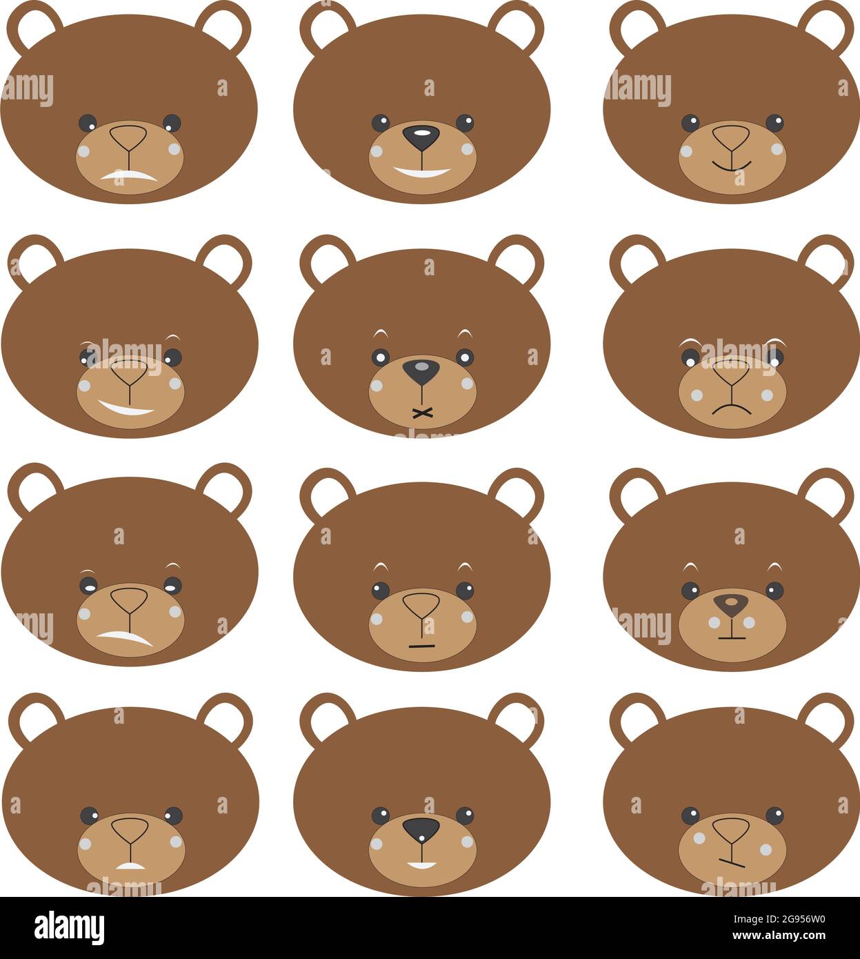 ensemble simple de lignes vectorielles d'ours icône. contiennent de telles icônes ours simple avec des expressions faciales et plus encore Illustration de Vecteur