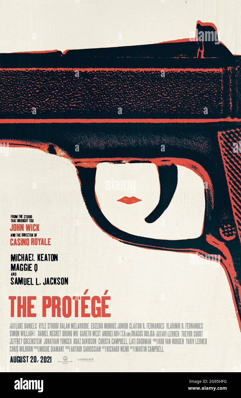 The protégé (2021) réalisé par Martin Campbell et mettant en vedette Samuel L. Jackson, Lili Rich et Michael Keaton. Un enfant élevé comme assassin légendaire venge sa mort. Affiche US One Sheet ***USAGE ÉDITORIAL SEULEMENT***. Crédit : BFA / Lionsgate Banque D'Images
