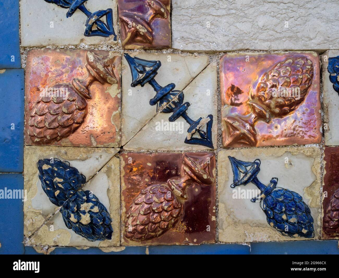 Détail des carreaux vitrés de la Galerie des Rois du Palais Fronteira, Lisbonne Banque D'Images