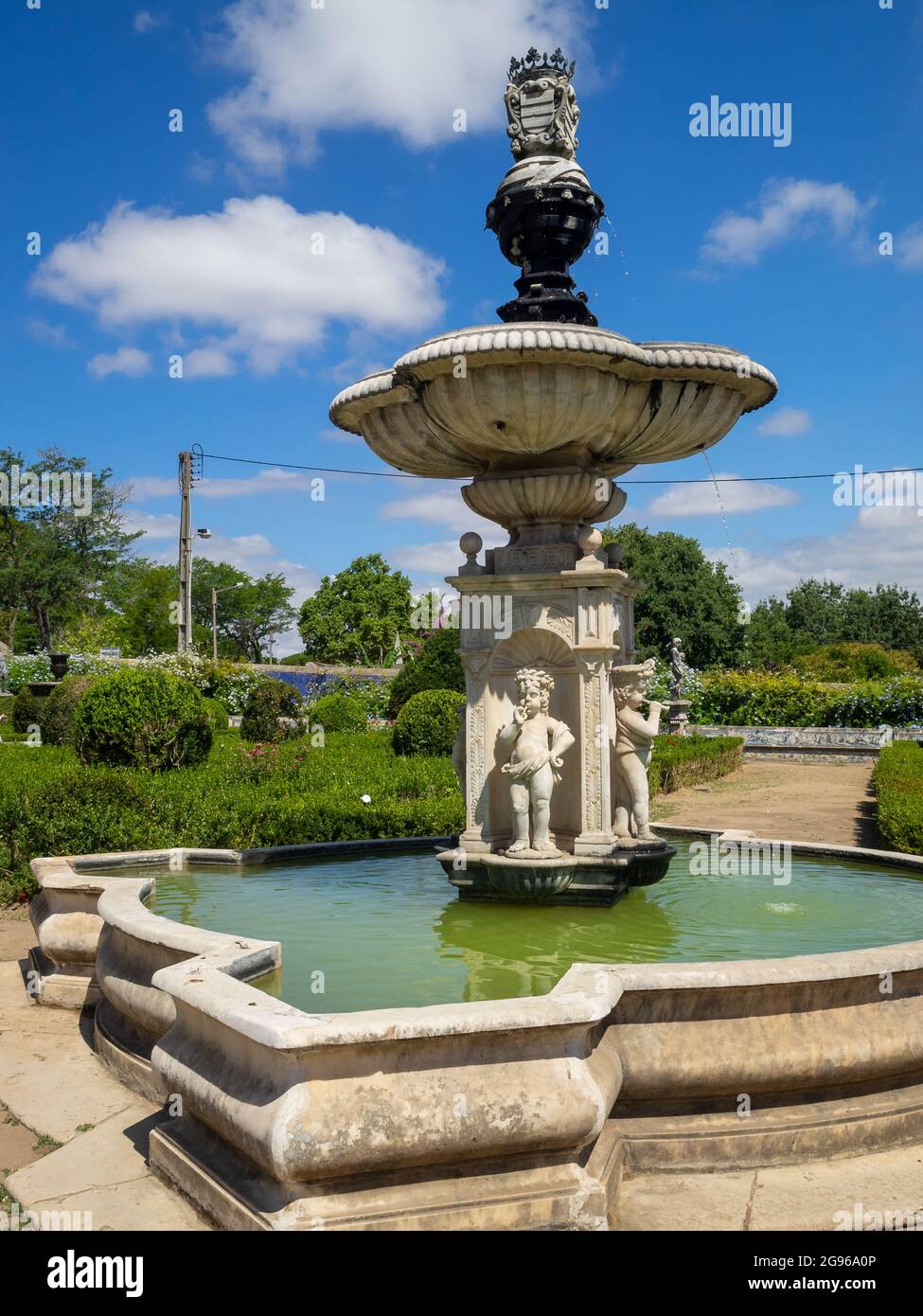 Fontaine du jardin du Palacio marques de Fronteira Banque D'Images