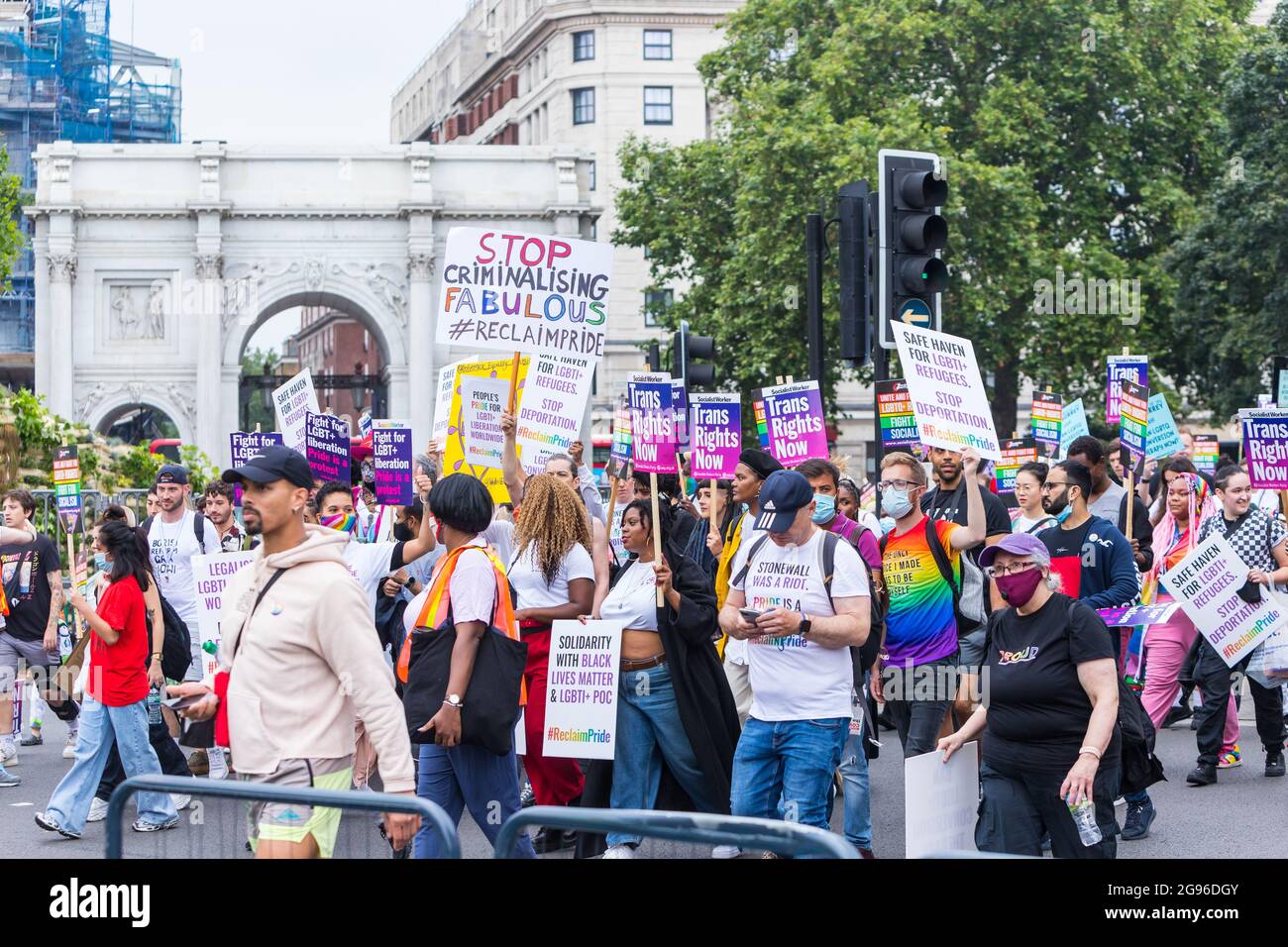 Manifestation de fierté de récupération, Londres, organisée par Peter Tatchell Banque D'Images