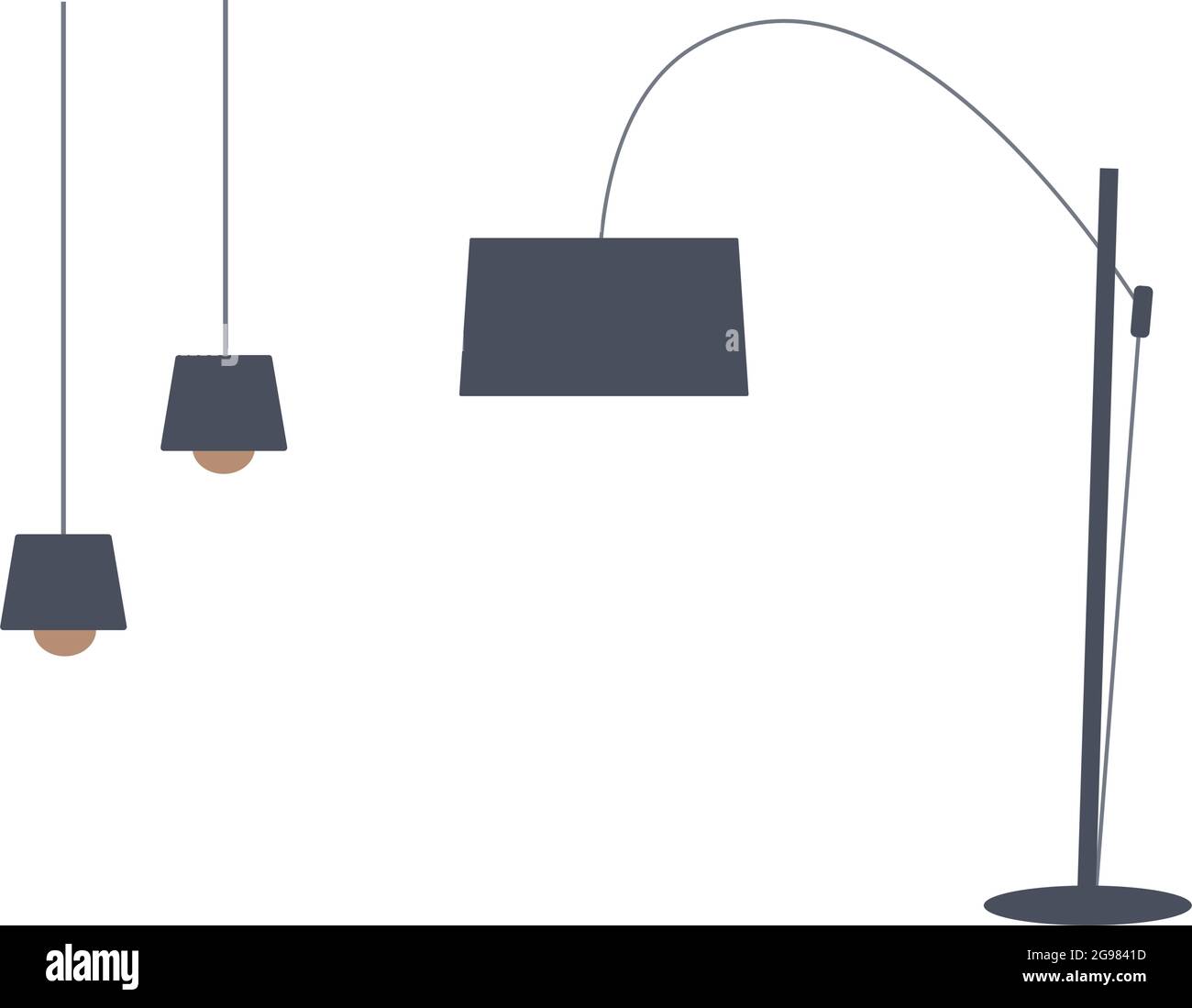 Illustration vectorielle de style plat : lampadaire et lampes de couleur grise sur fond blanc Illustration de Vecteur