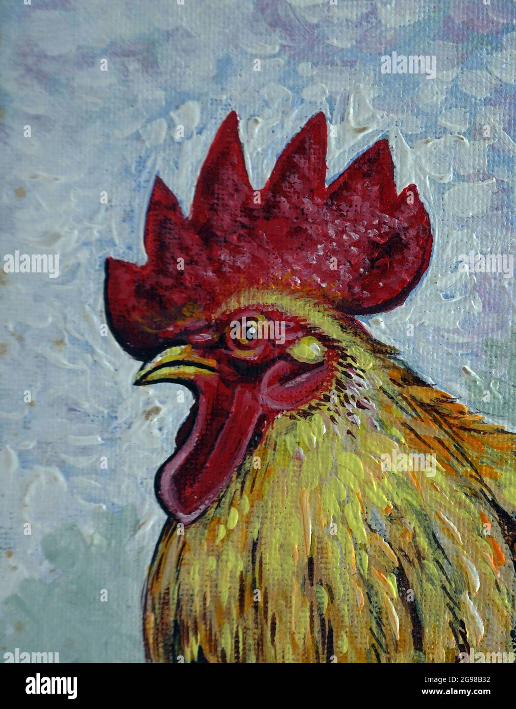 Dessin A La Main Moderne Peinture D Art Couleur De L Huile Poule Mignon Lever Du Soleil Photo Stock Alamy