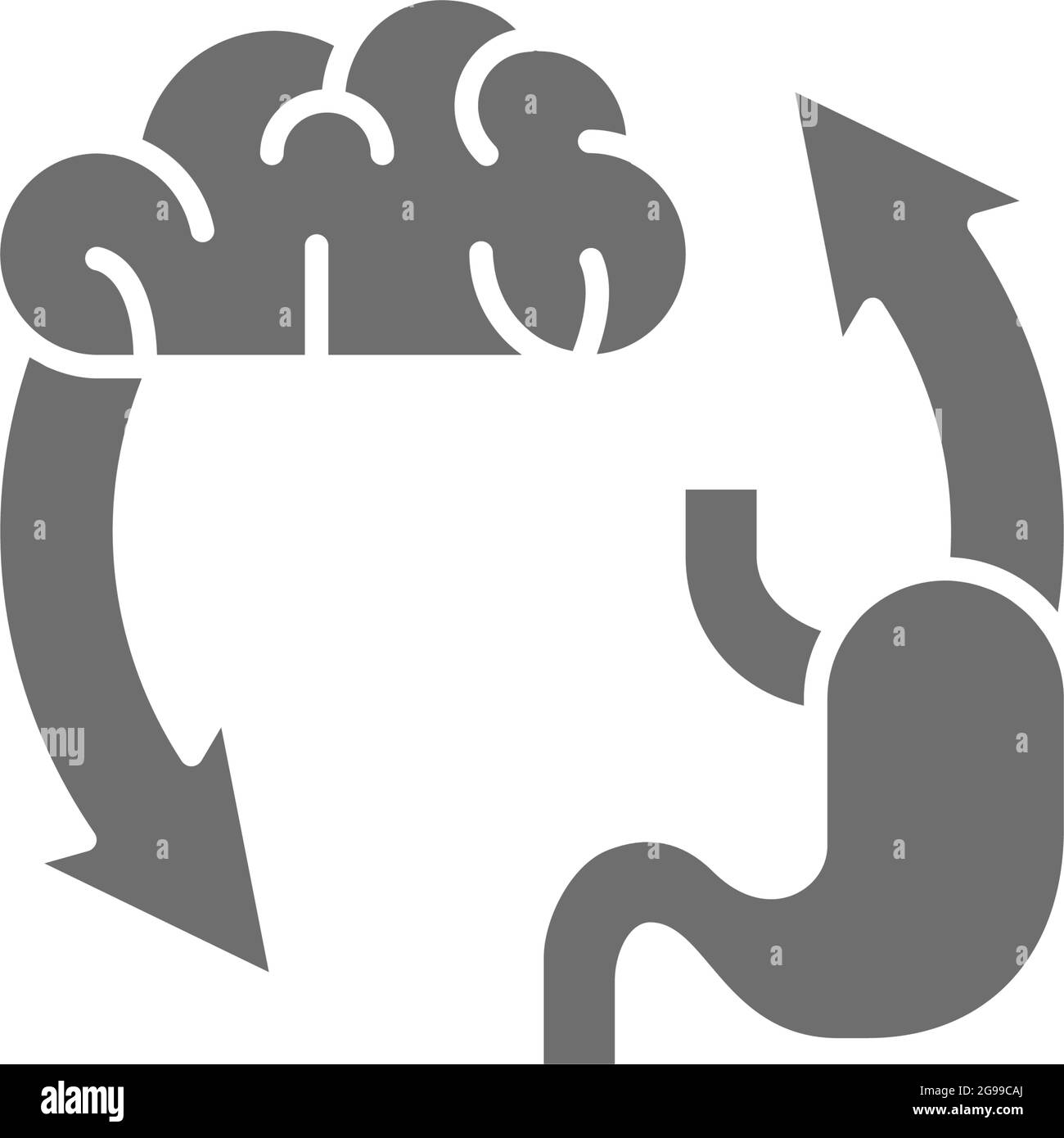 Vecteur cerveau échange estomac, addiction icône grise. Illustration de Vecteur