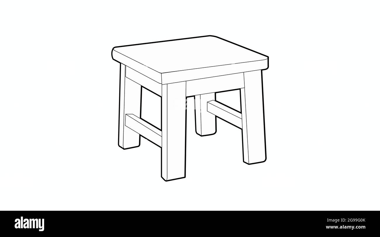 Vector isolé Illustration d'un tabouret en bois vintage sur fond blanc Illustration de Vecteur