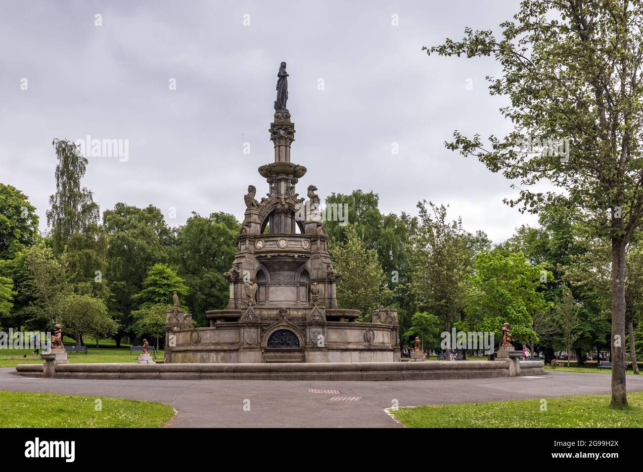 La Stewart Memorial Fountain dans parc Kelvingrove à Glasgow Banque D'Images