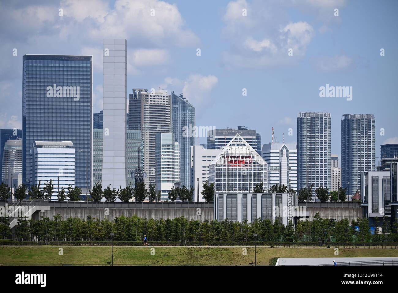 25 juillet 2021, Japon, Tokio : Panorama de la ville de Tokyo pendant les Jeux Olympiques. Photo: Marijan Murat/dpa Banque D'Images