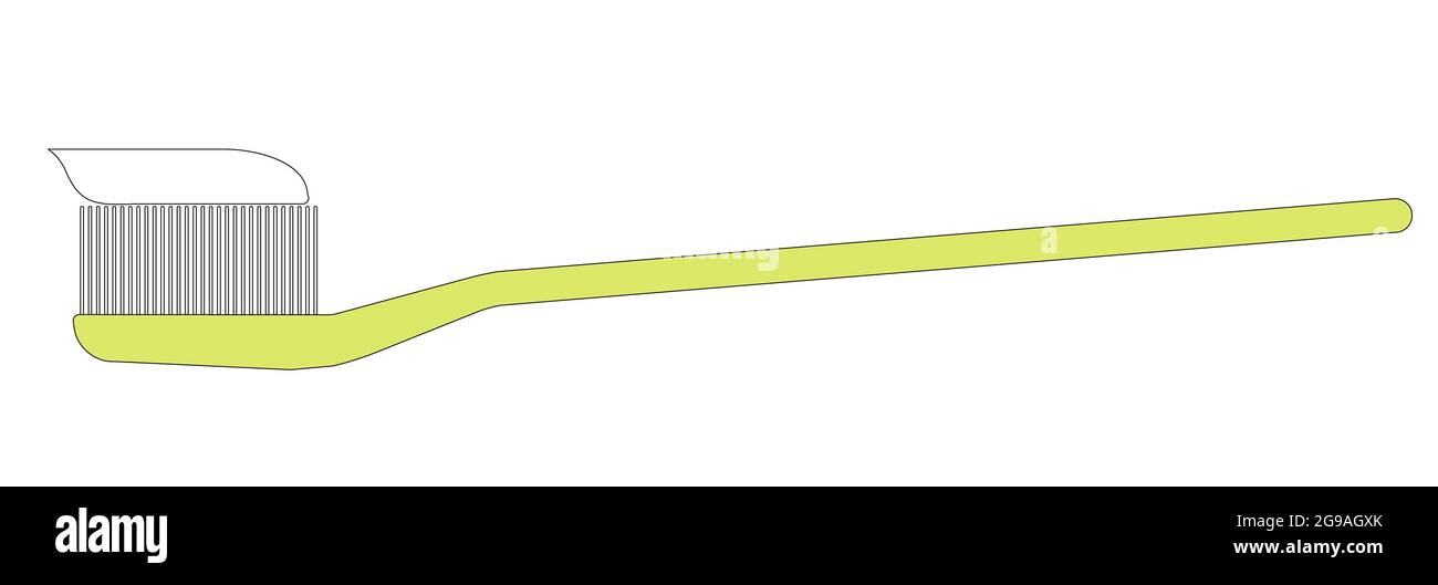 Illustration graphique d'une brosse à dents avec dentifrice en jaune pour une utilisation comme icône, logo ou toile décorative Banque D'Images