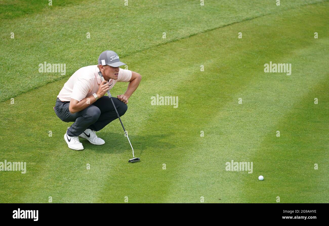 Vincent Norman en Suède sur le 4ème vert pendant le quatrième jour de l'ouverture de Cazo Wales au Celtic Manor Resort à Newport, pays de Galles. Date de la photo: Dimanche 25 juillet 2021. Banque D'Images