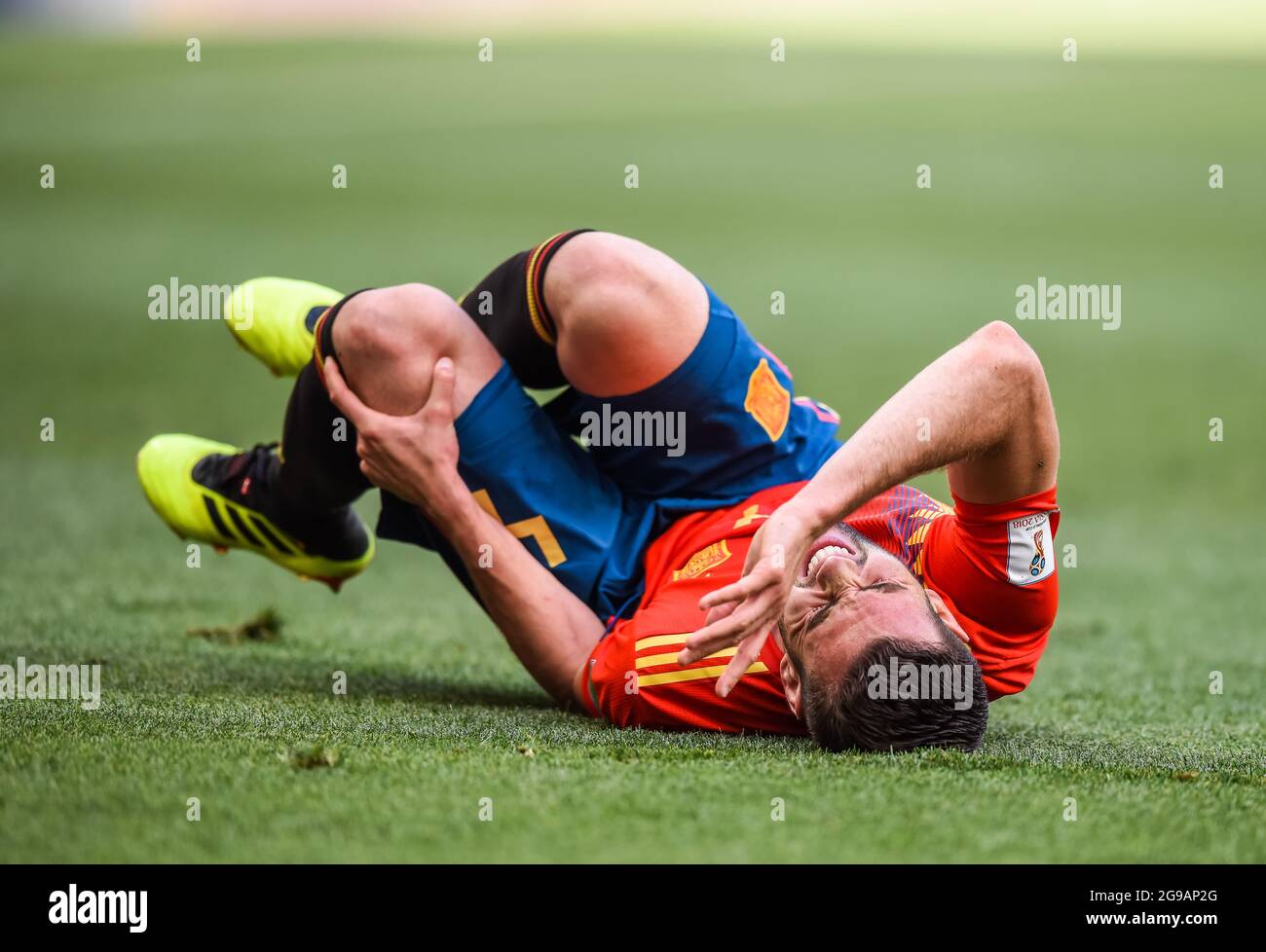 Moscou, Russie - 1 juillet 2018. L'équipe d'Espagne de football defender Nacho sur le terrain lors de la Coupe du Monde FIFA 2018 ronde de 16 match l'Espagne contre la Russie. Banque D'Images