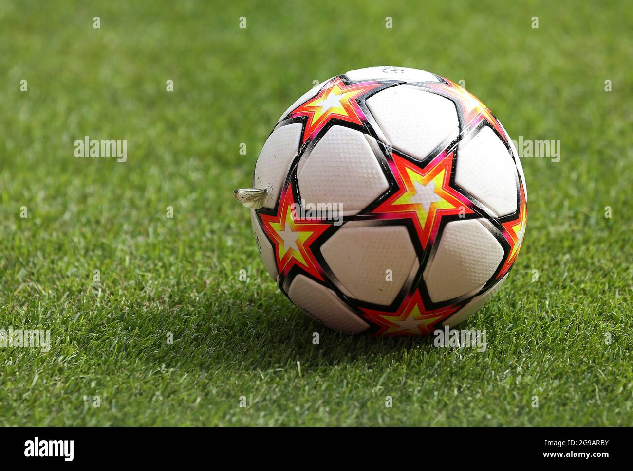 firo: 24.07.2021, football, 1. Bundesliga, saison 2021/2022, test match, FC Bayern Mvºnchen - Ajax Amsterdam 2: 2, général, Champions League ball, feature, backer, Banque D'Images