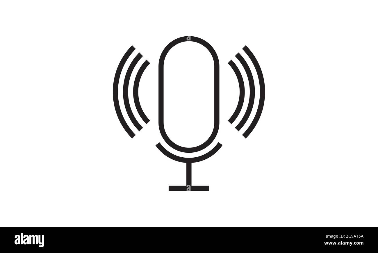 Icône de ligne de microphone sur fond blanc Illustration de Vecteur