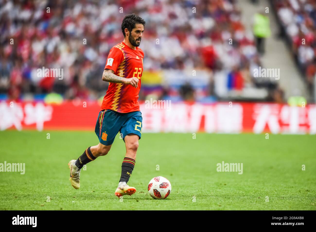 Moscou, Russie – 1er juillet 2018. L'équipe nationale espagnole de football mi-fielder isco en action lors de la coupe du monde de la FIFA 2018 Round of 16 Match Espagne contre Russie Banque D'Images