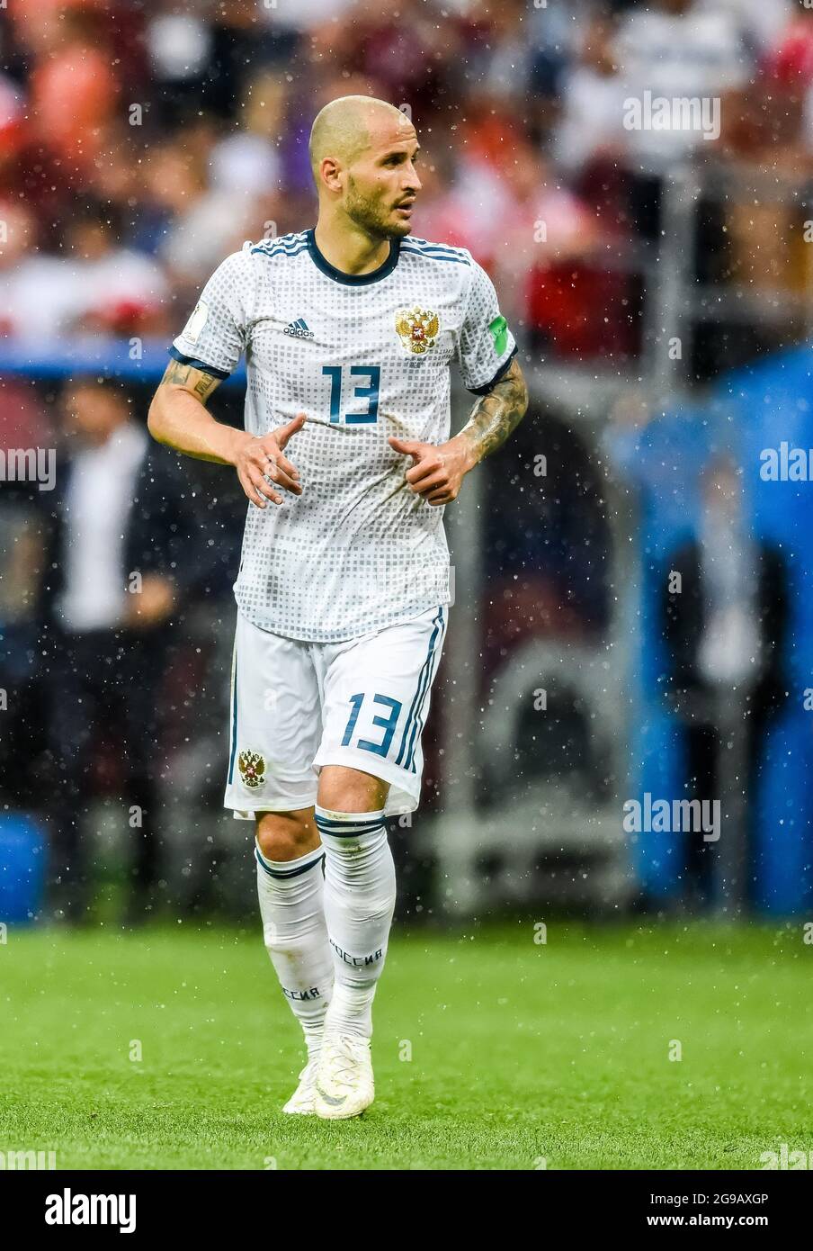 Moscou, Russie - 1er juillet 2018. Le défenseur de l'équipe nationale russe Fedor Kudryashov lors de la coupe du monde de la FIFA 2018 Round of 16 Match Espagne contre Russie Banque D'Images