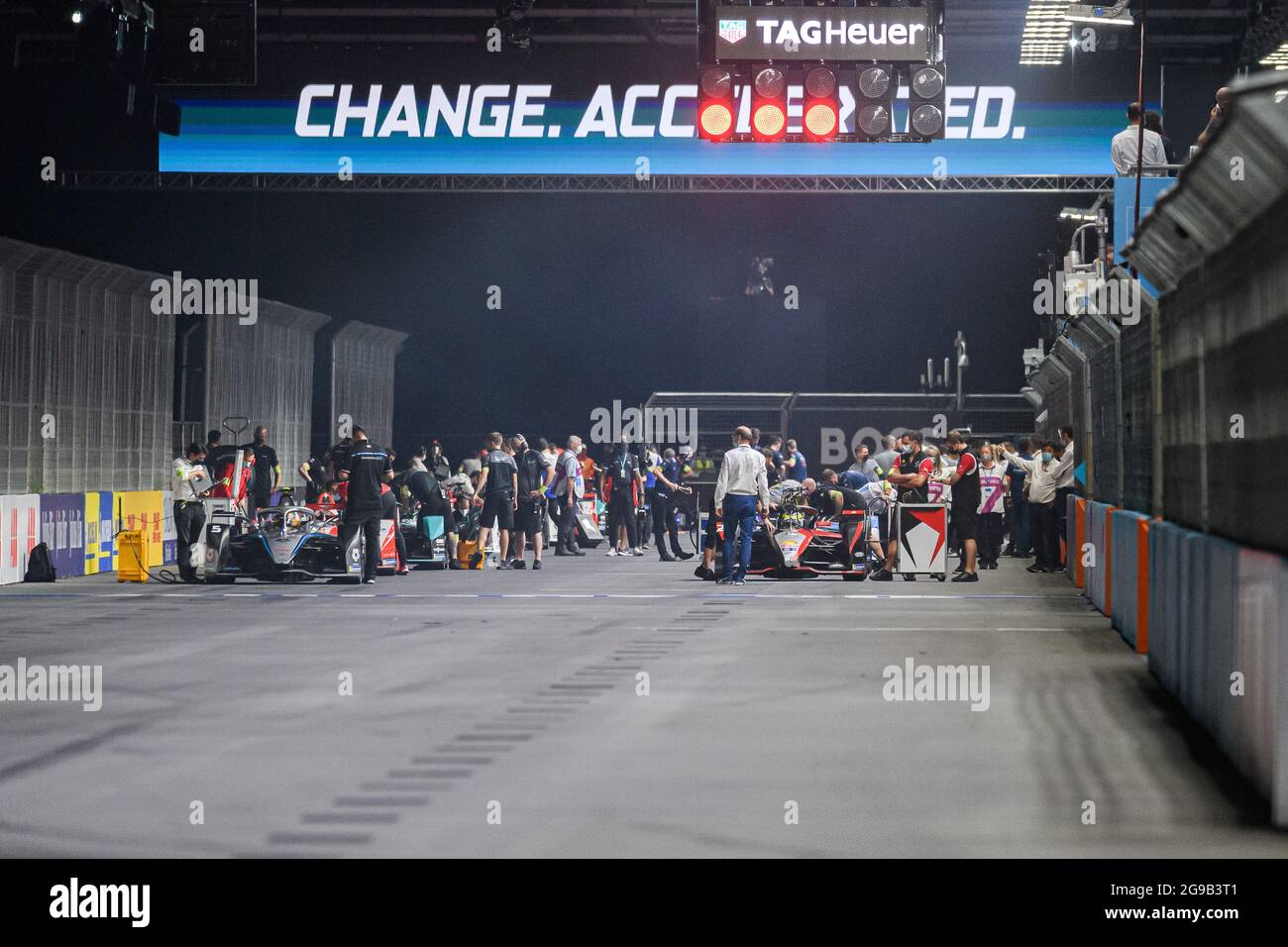 LONDRES, Royaume-Uni. 25 juillet 2021. Un aperçu du début de la course pendant le Round 13: 2021 Heineken London E-Prix au circuit Excel le dimanche 25 juillet 2021 à LONDRES, ANGLETERRE. Credit: Taka G Wu/Alay Live News Banque D'Images