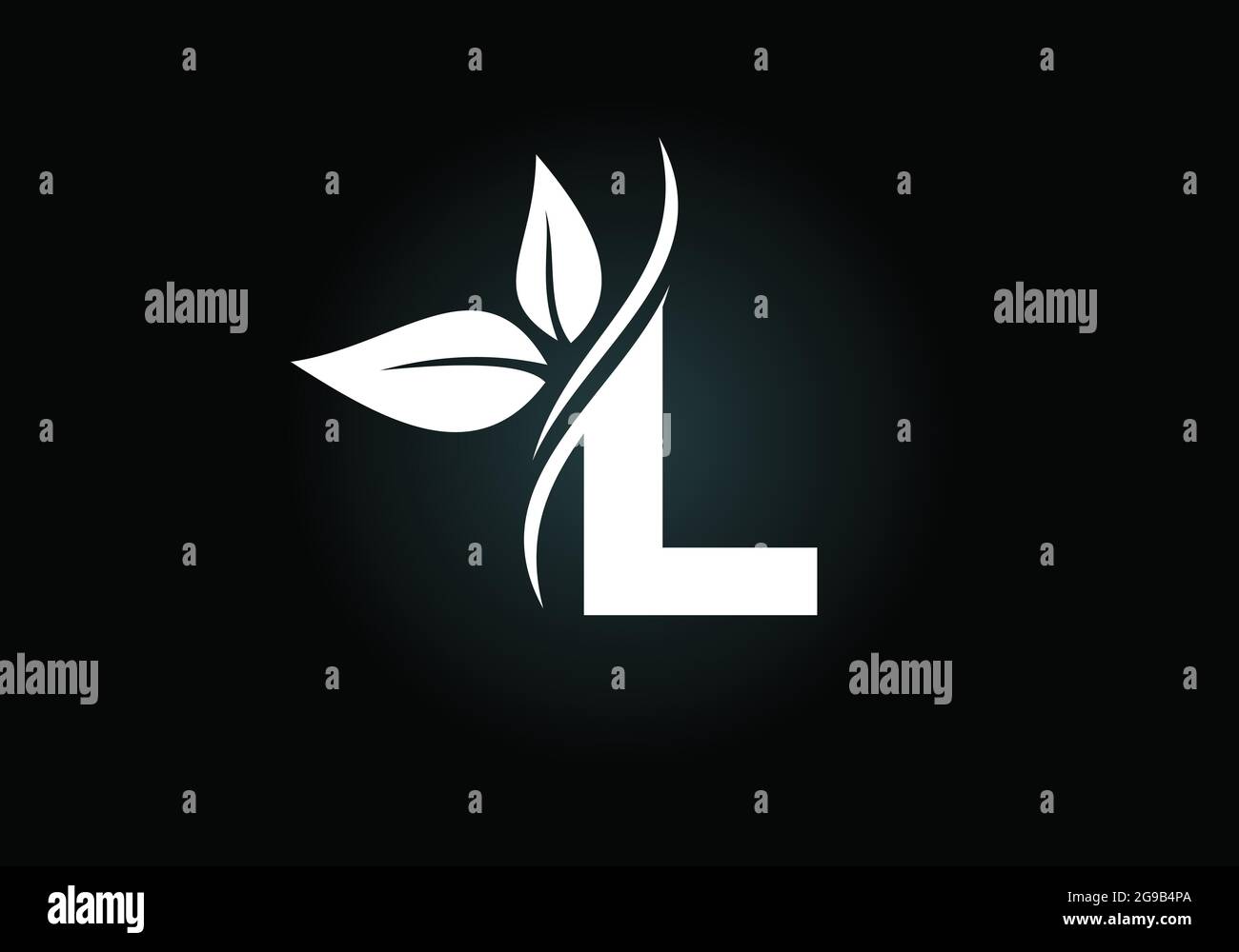 Lettre L monogramme initiale avec deux feuilles. Concept de logo écologique. Logo vectoriel moderne pour l'identité écologique des entreprises et de l'entreprise Illustration de Vecteur