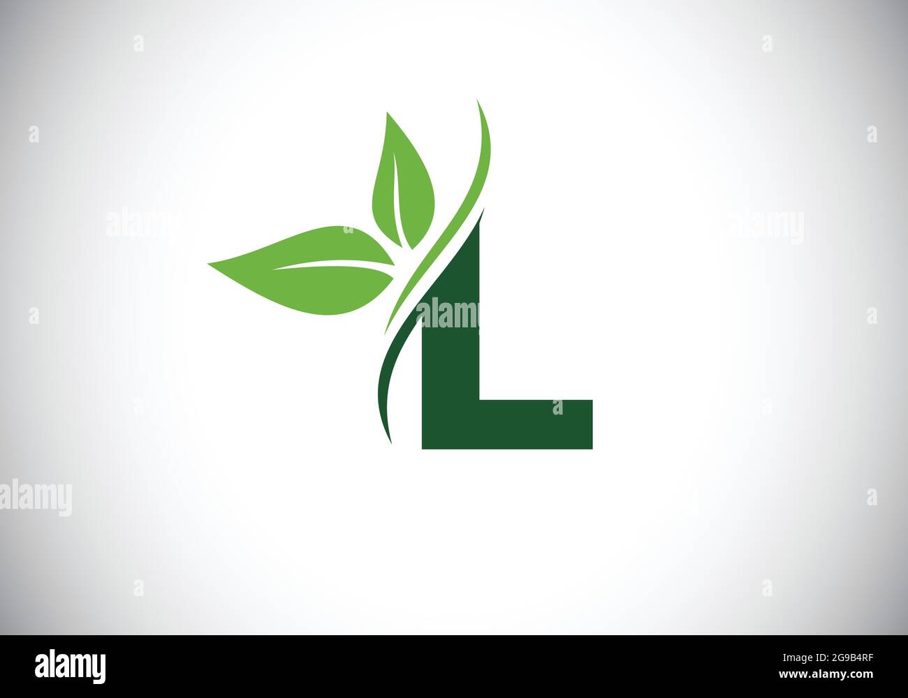 Lettre L monogramme initiale avec deux feuilles. Concept de logo écologique. Logo vectoriel moderne pour l'identité écologique des entreprises et de l'entreprise Illustration de Vecteur