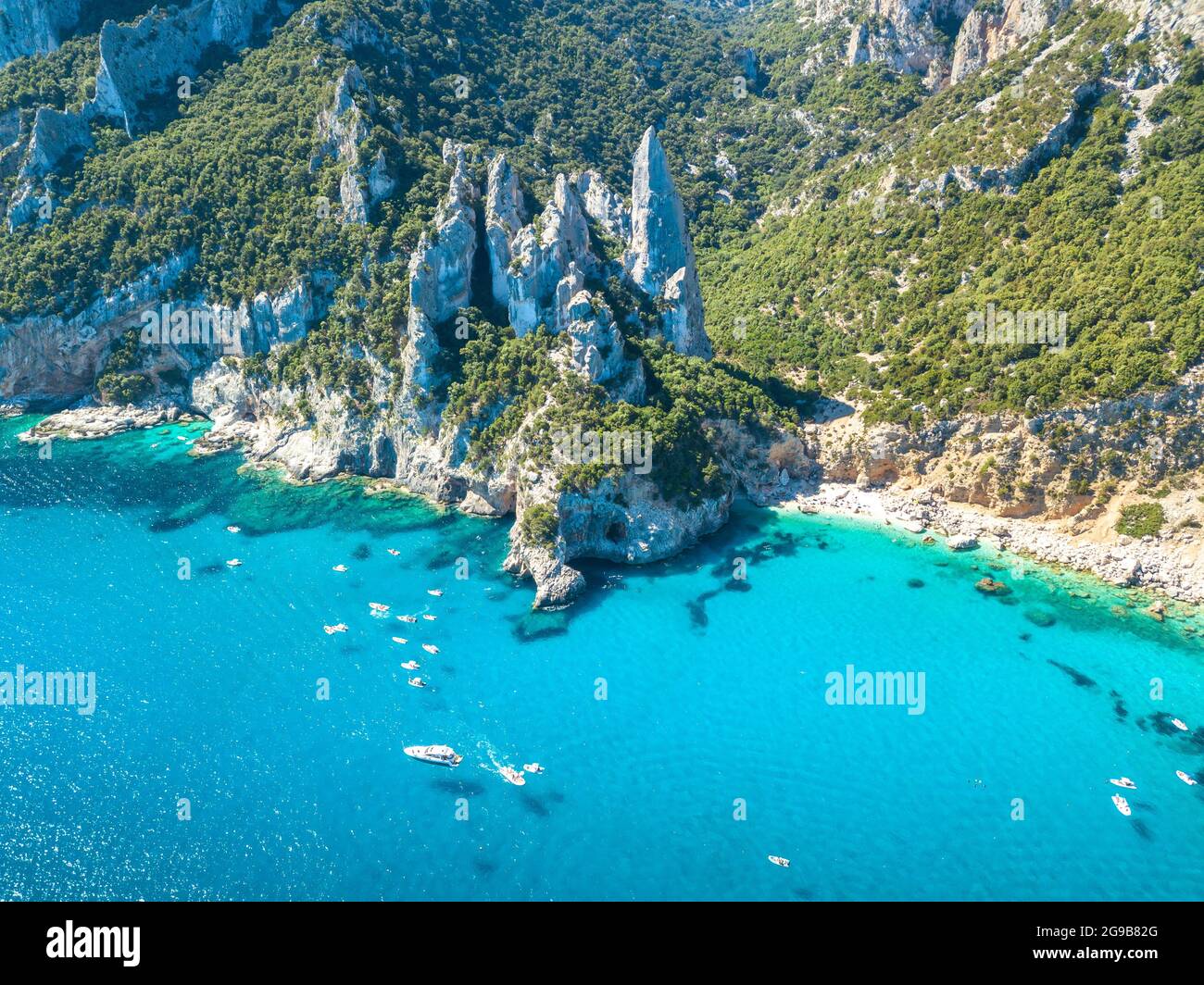 Cala Goloritze, Golfe d'Orosei, Sardaigne orientale, Italie. Vue aérienne Banque D'Images