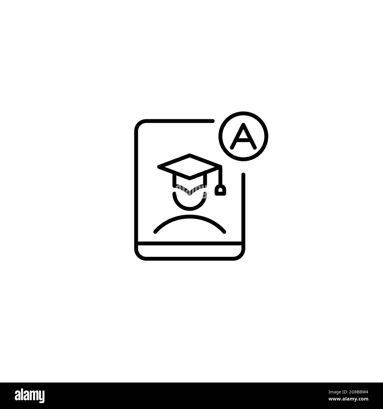 Étudiant en apprentissage électronique dans le chapeau de diplôme avec une note Illustration de Vecteur