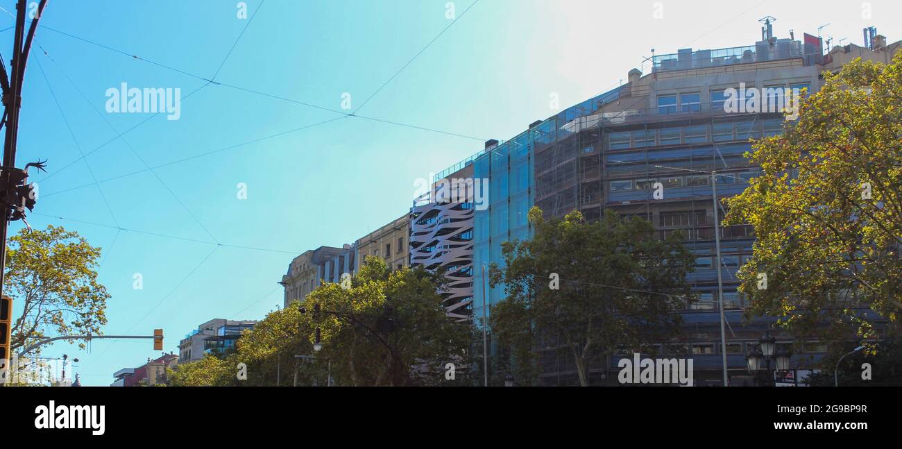 rue Espagne. Style de vie de Barcelone. Vue sur la route de Barcelone, concept de voyage en ville. Banque D'Images