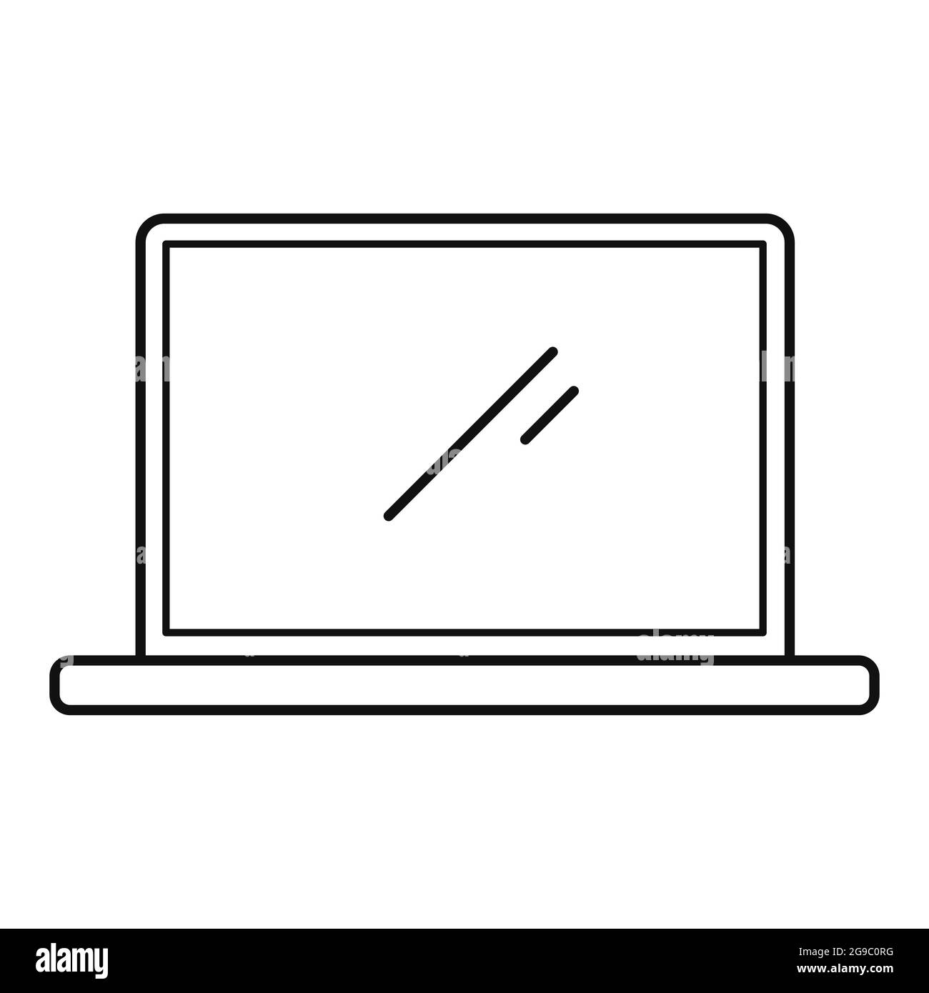 Icône de contour du vecteur de l'ordinateur portable sur fond blanc. Illustration vectorielle simple. Illustration de Vecteur