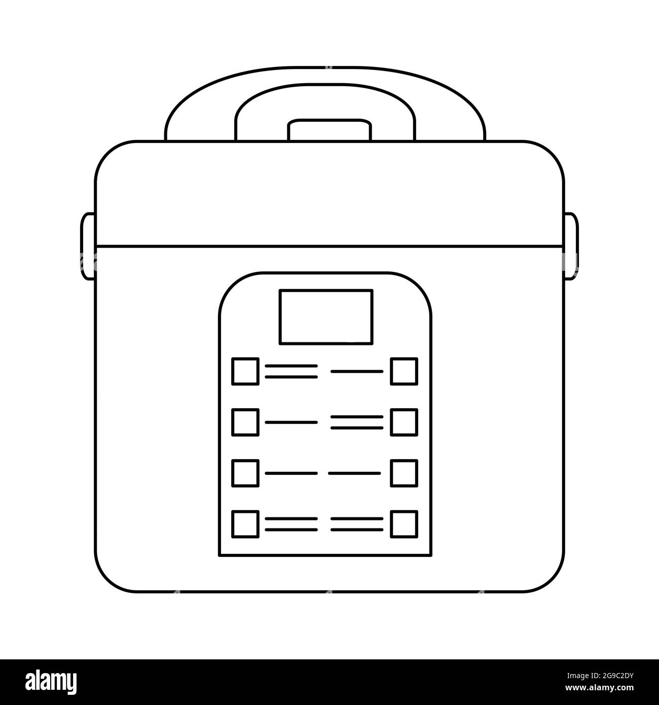 Icône de contour du cuiseur multifonction. Panneau fin de cuisinière lente isolé sur fond blanc. Illustration vectorielle pour la conception de sites Web. Petit appareil pour la cuisine et Illustration de Vecteur