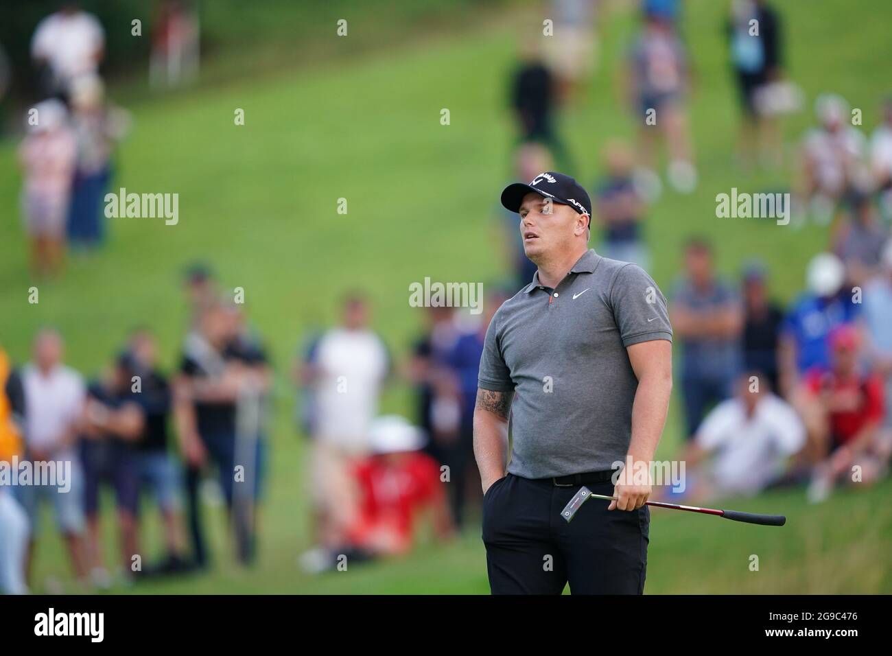 Le Callum Shinkwin d'Angleterre le 18 au cours du quatrième jour de l'Open de Cazoo Wales au Celtic Manor Resort à Newport, pays de Galles. Date de la photo: Dimanche 25 juillet 2021. Banque D'Images