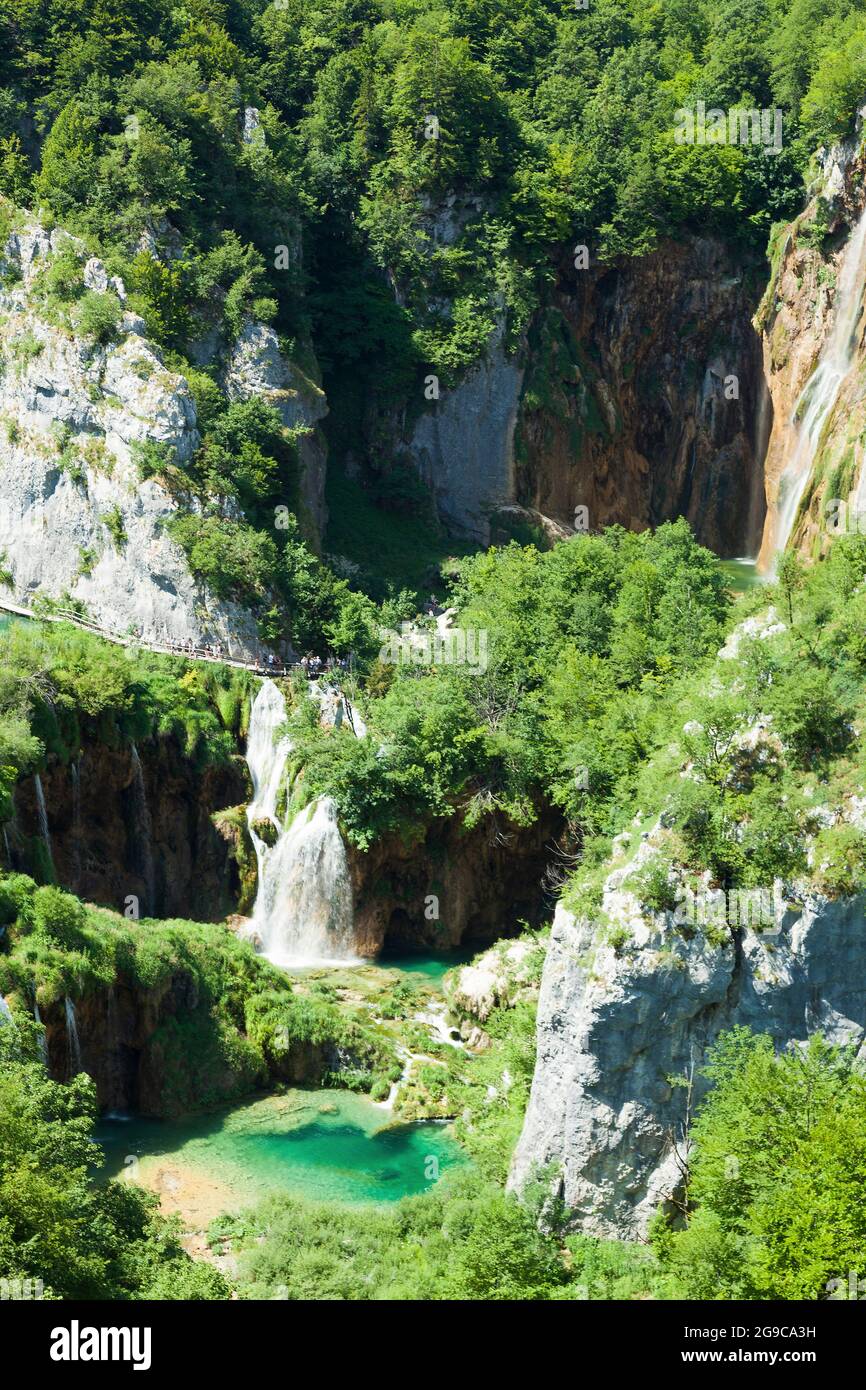 Parc national des lacs de Plitvice, Plitvicka Jezera, Lika-Senj, Croatie Banque D'Images