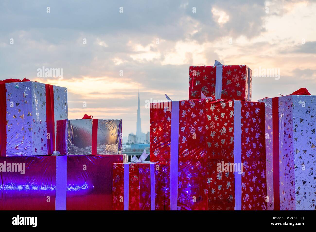 Noël à Dubaï - décorations de Noël à Dubai Festival City, Dubaï, Émirats Arabes Unis. Banque D'Images