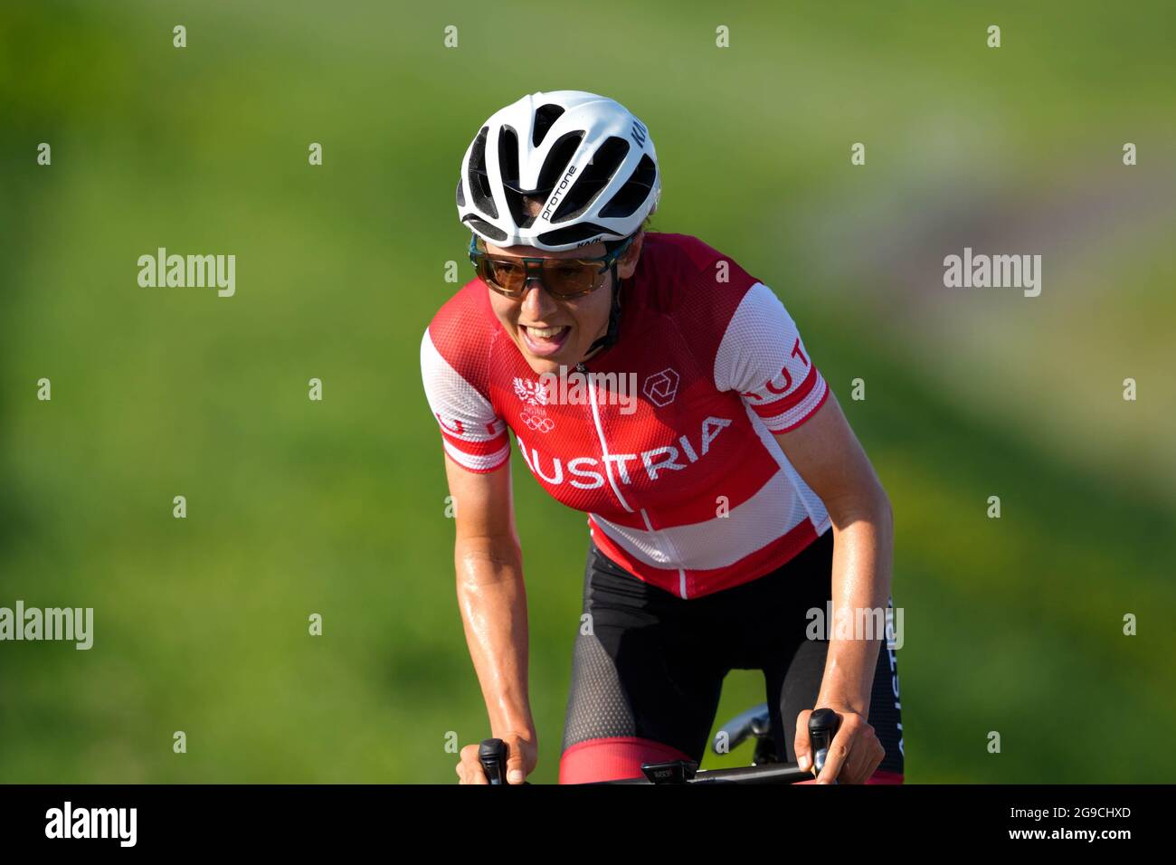 Shizuoka, Japon. 25 juillet 2021. Anna Kiesenhofer (AUT) Cyclisme : course  de la route des femmes pendant les Jeux Olympiques de Tokyo 2020 au circuit  international de Fuji à Shizuoka, Japon .