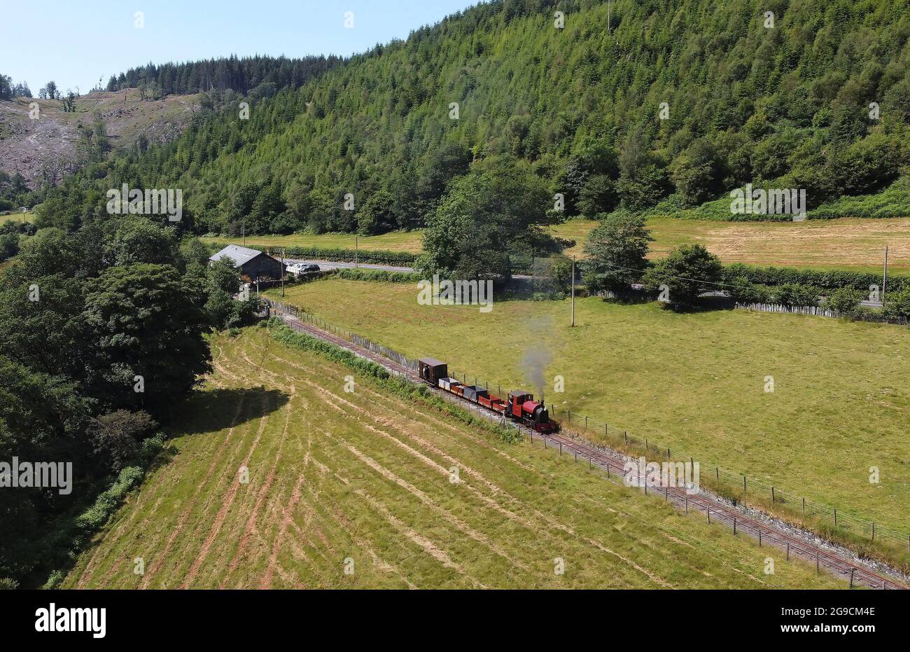 No7 part de Maespoeth, chemin de fer Corris le 19.7.21. Banque D'Images