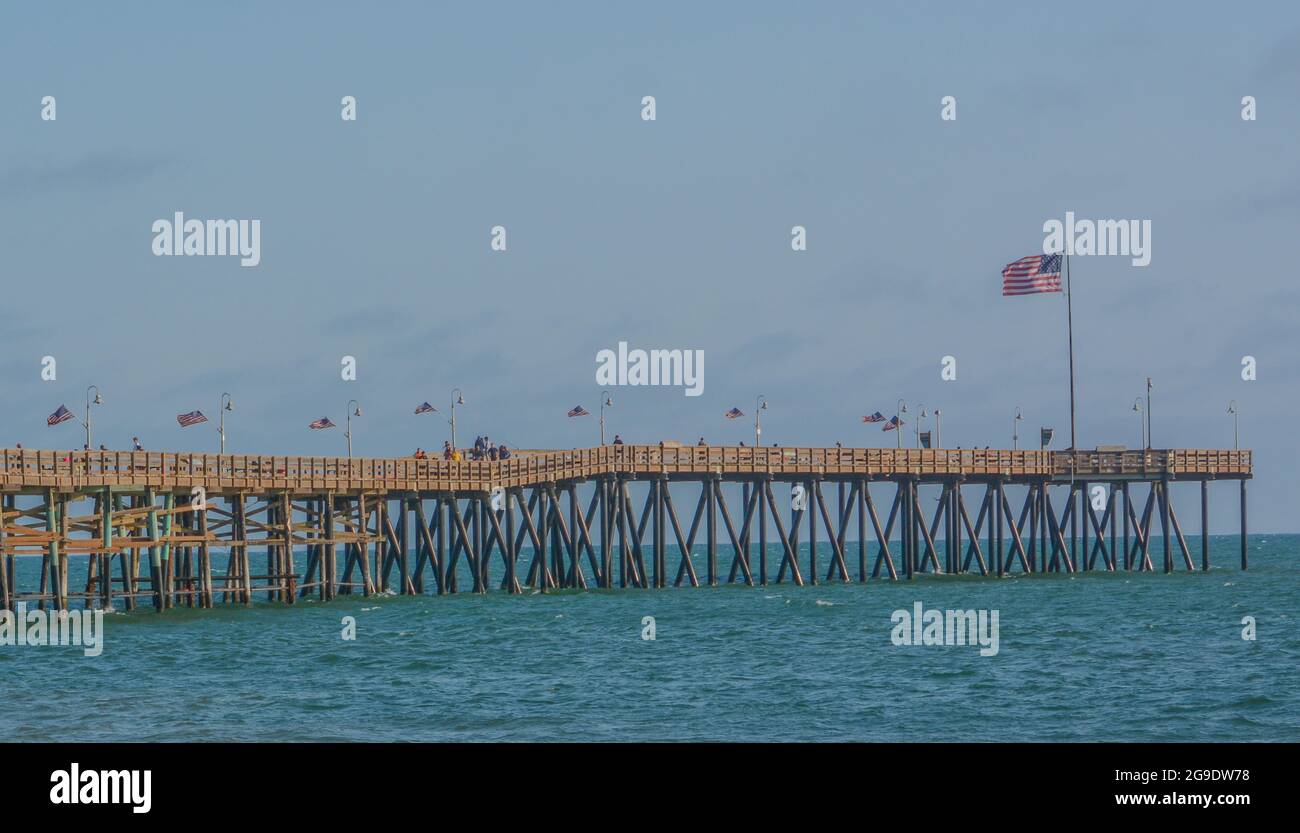 Ventura Pier à San Buenaventura State Beach sur l'océan Pacifique à Ventura, dans le comté de Ventura, Californie Banque D'Images